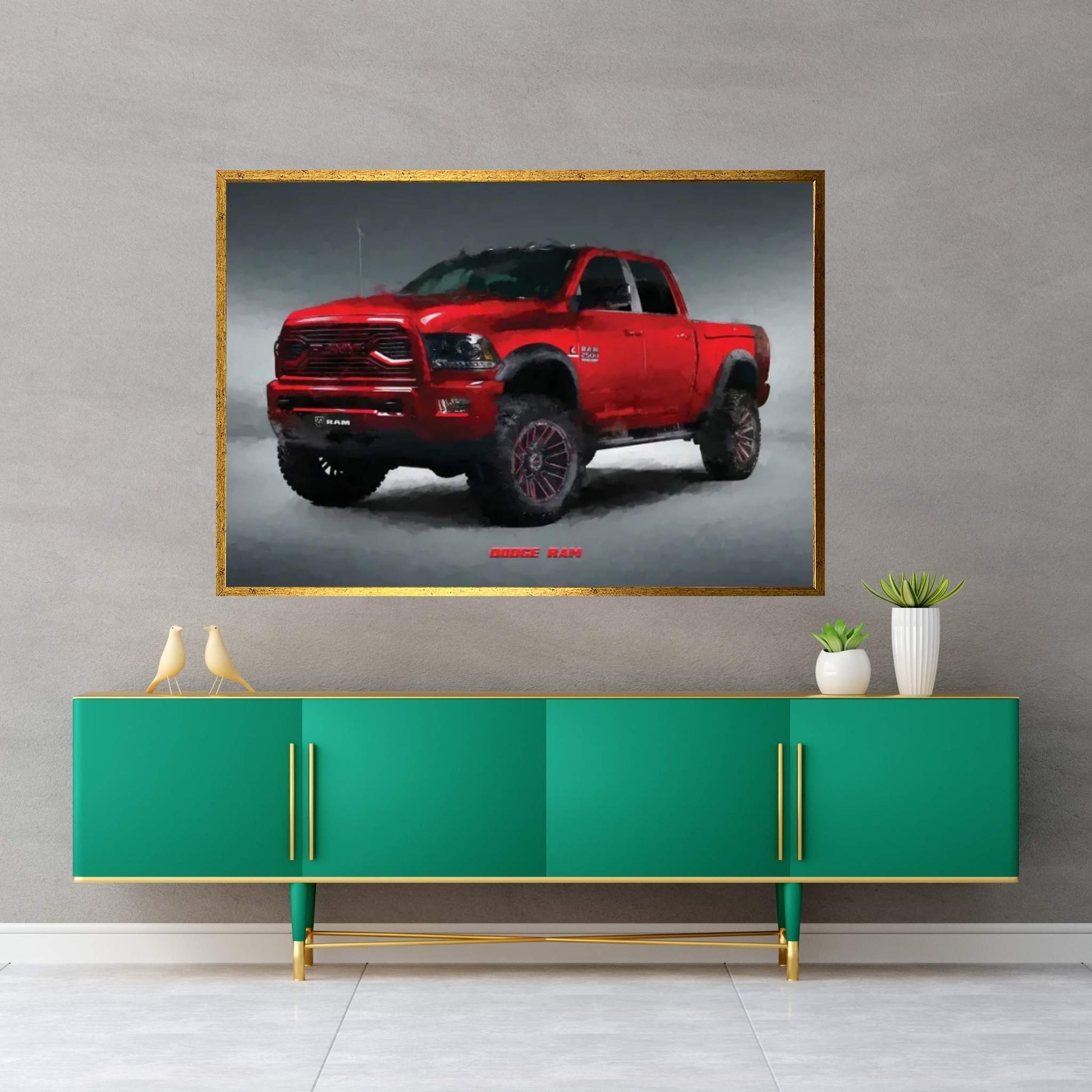 Dodge Ram In Watercolor Canvas Wall Art - Y Canvas