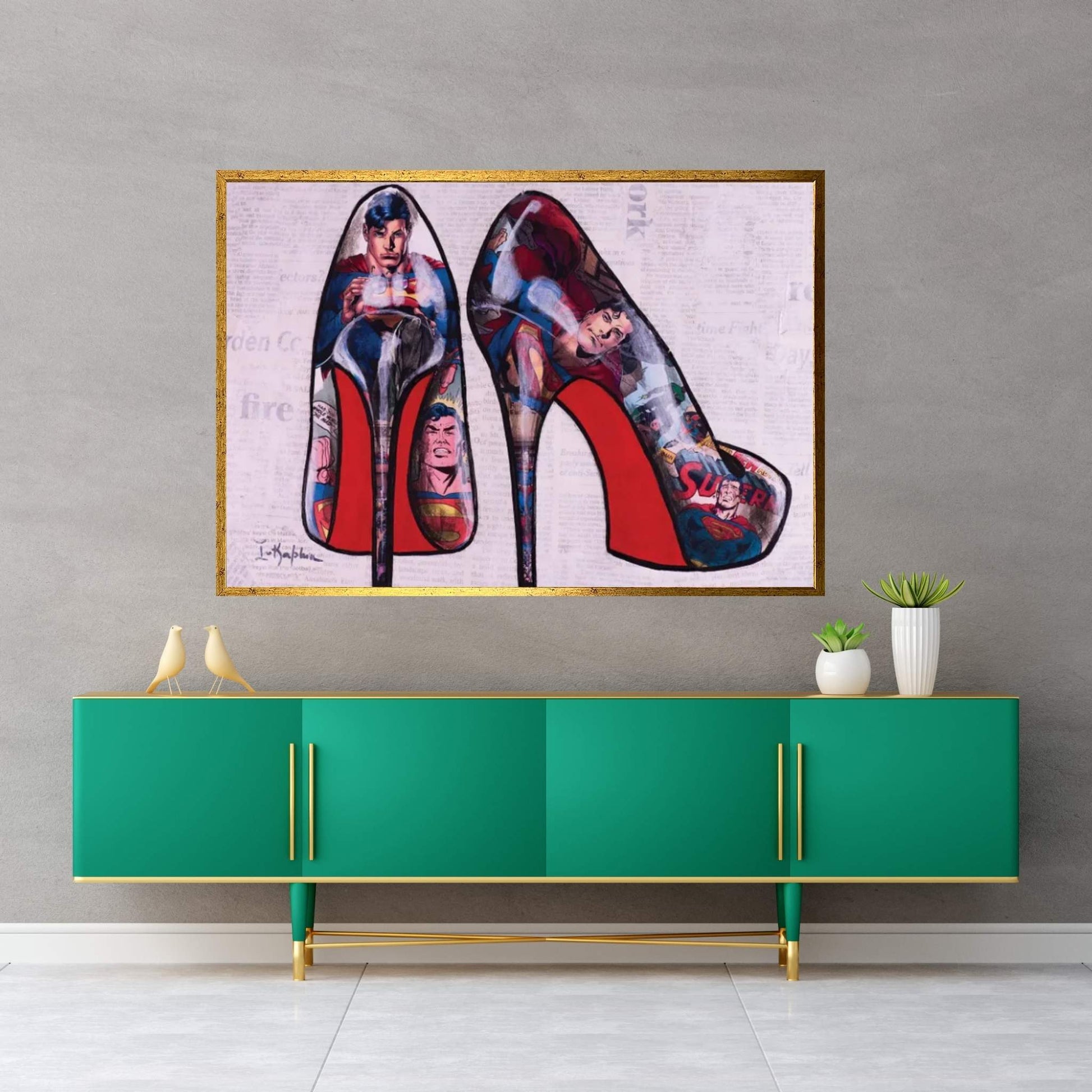 Superman Heels Canvas Wall Art - Y Canvas