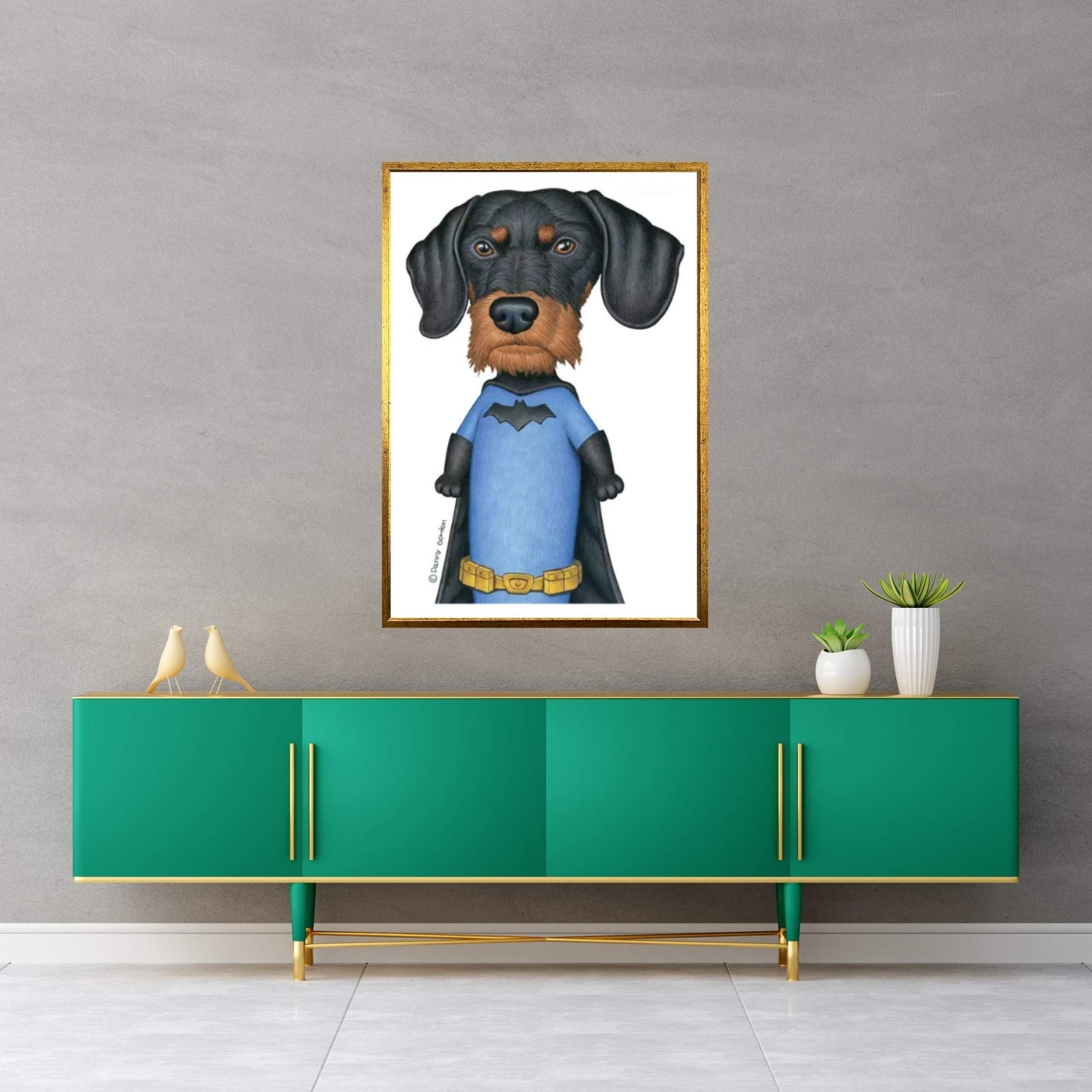 Dachshund Batman Canvas Wall Art - Y Canvas