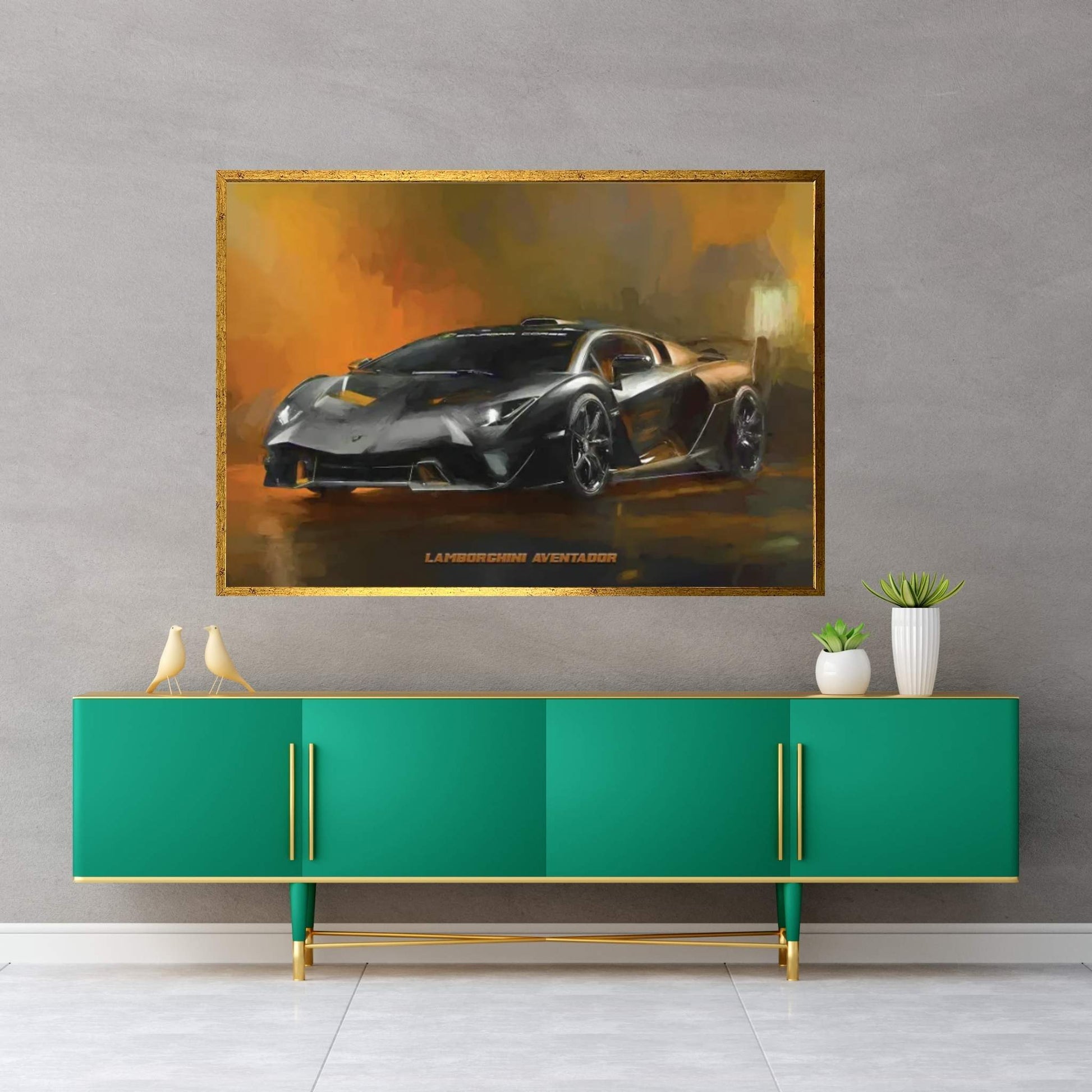 Lamborghini 2018 Aventador In Watercolor Canvas Wall Art - Y Canvas