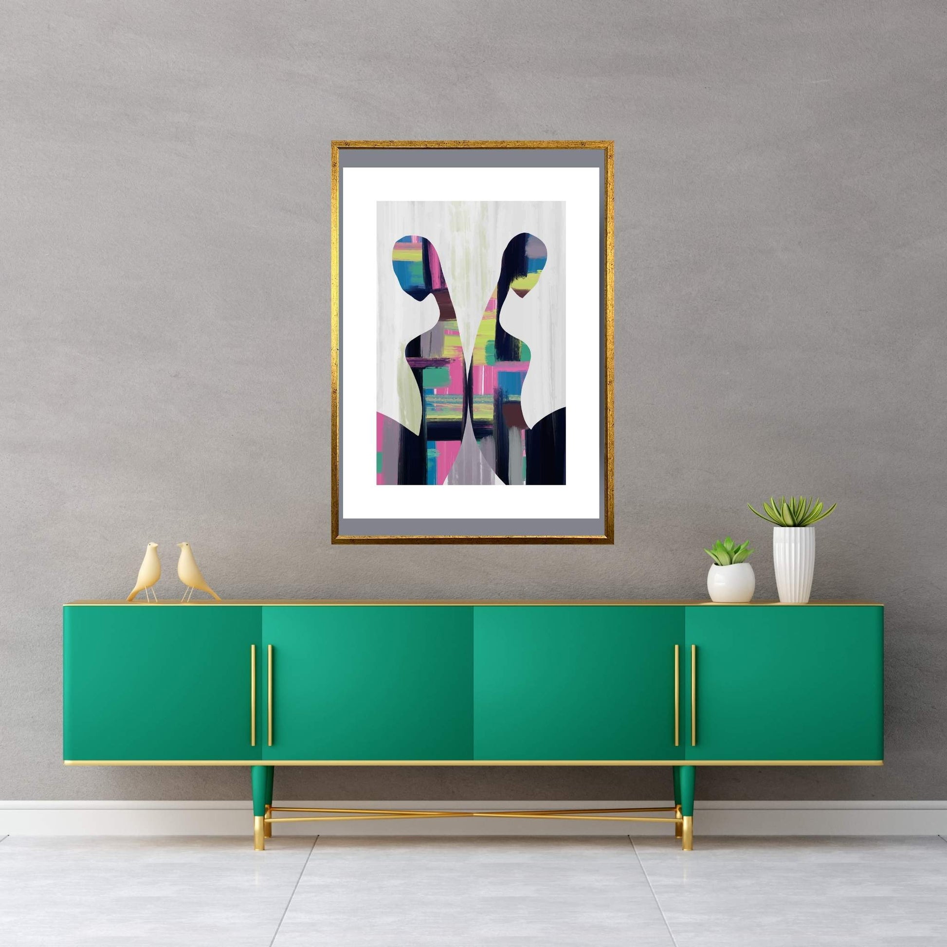 Popular Modern Cartoons Two People Alone Woman - Man Canvas Wall Art - Y Canvas