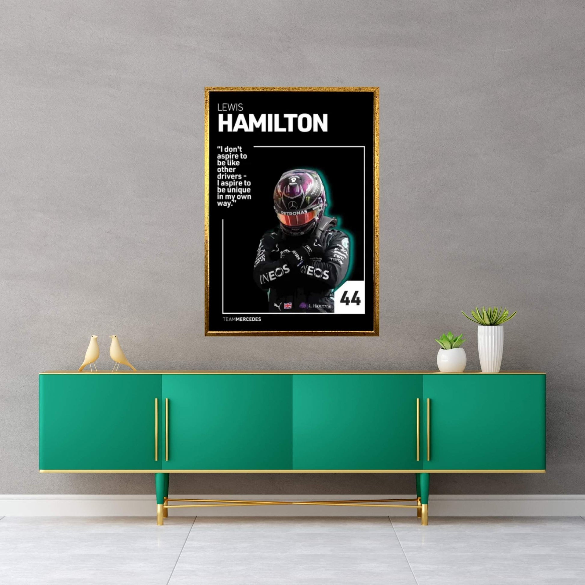 Lewis Hamilton (Black) Canvas Wall Art - Y Canvas