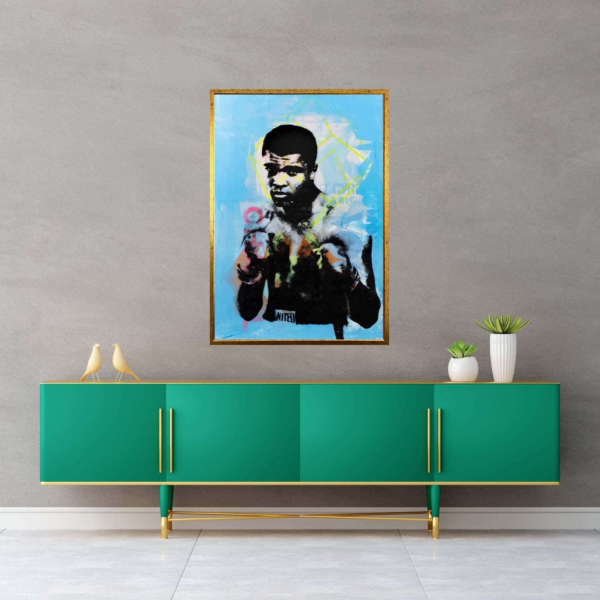 Muhammad Ali - Blue Canvas Wall Art - Y Canvas