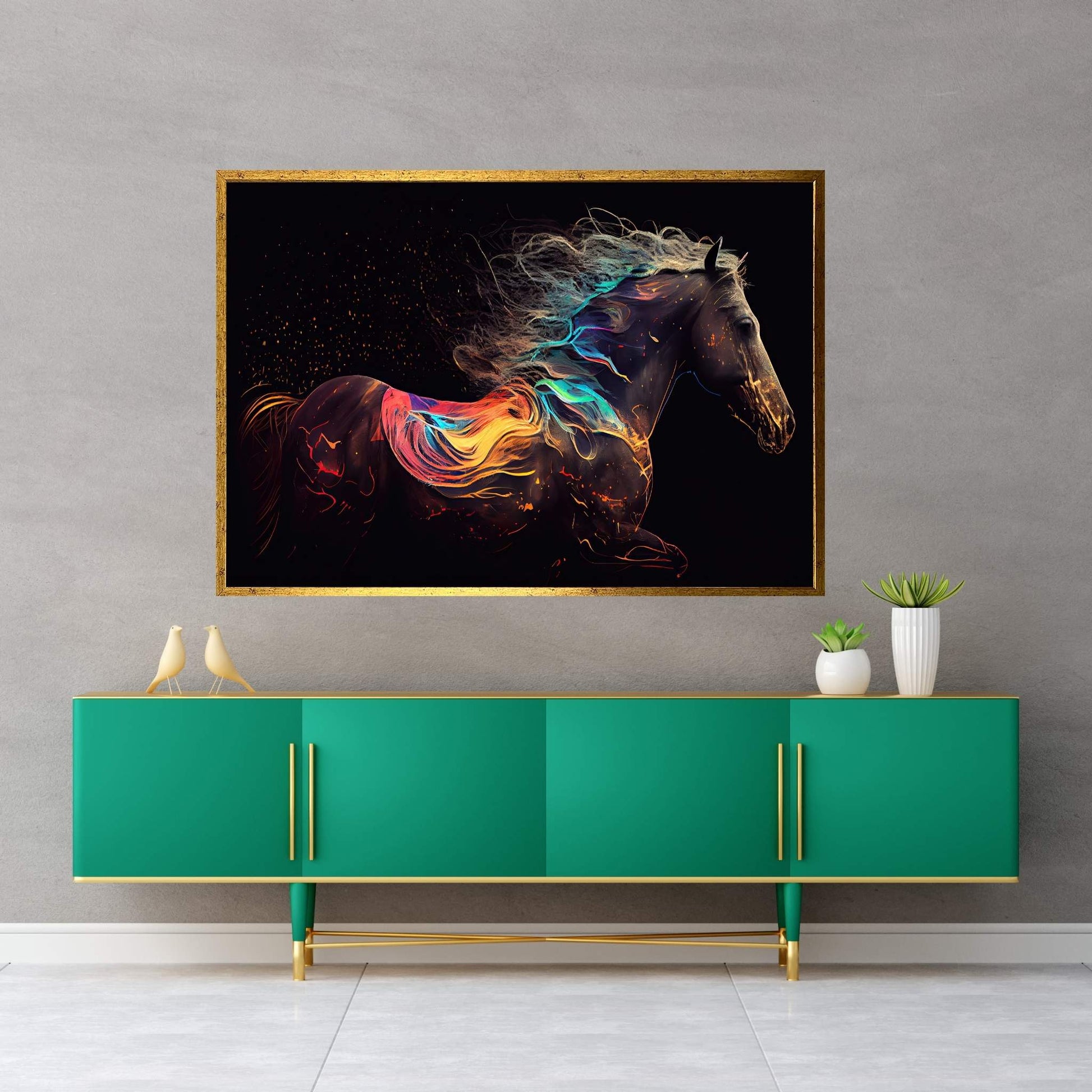 Colorful Horse Modern Abstract Animal Canvas Wall Art - Y Canvas