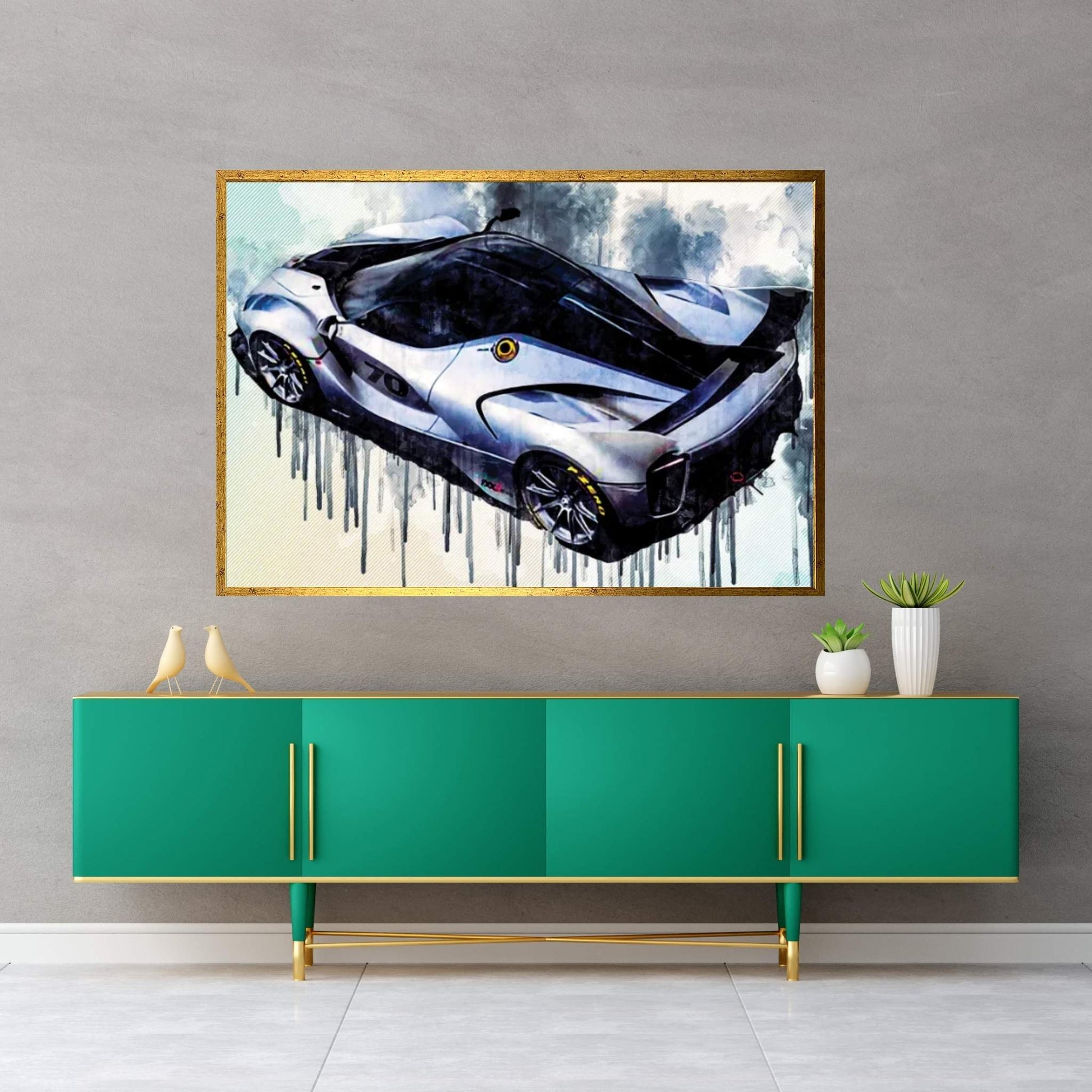 Ferrari Fxx-K Evo 2018 Hypercar Sports Car Top View Carbon Spoiler Italian Cars Canvas Wall Art - Y Canvas