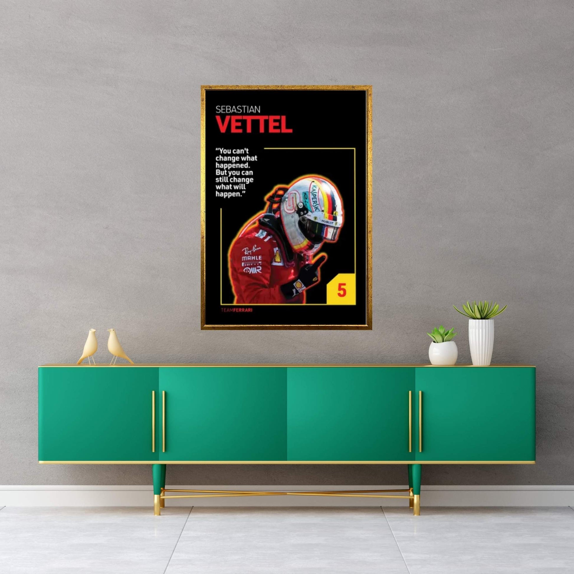 Sebastian Vettel (Black) Canvas Wall Art - Y Canvas