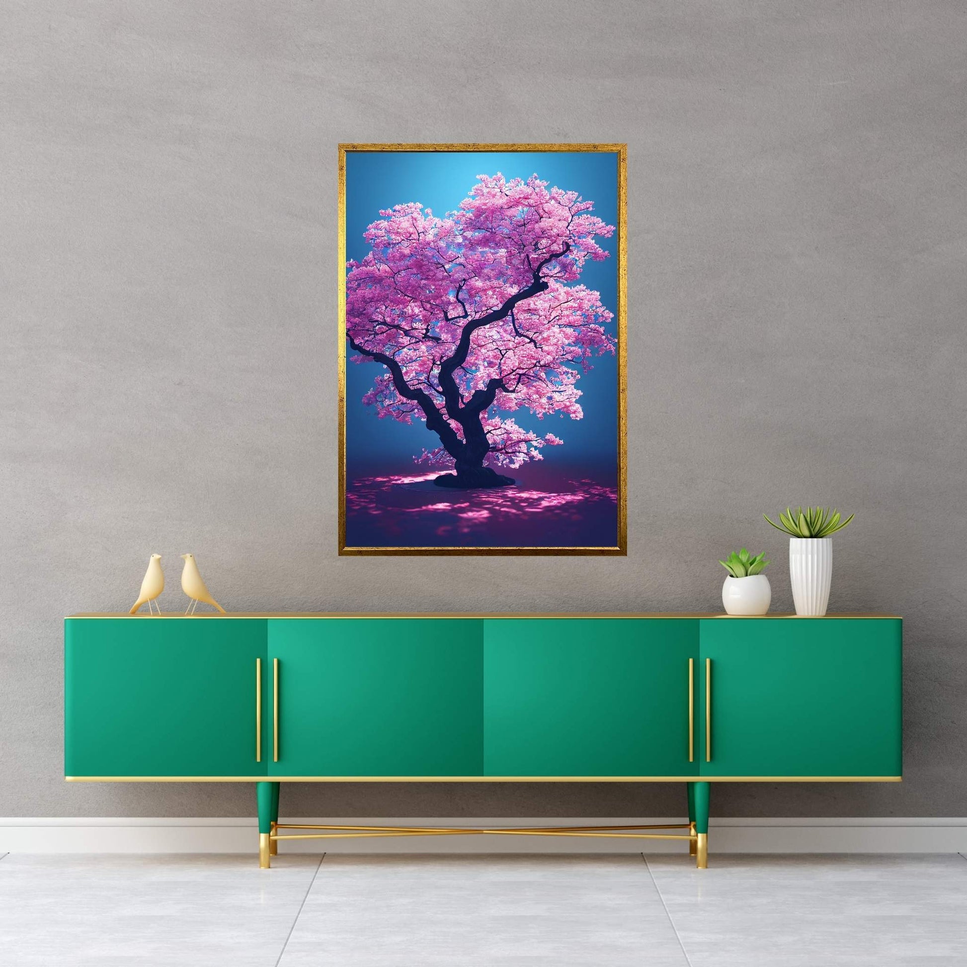 Pink Japanese Tree, Landscape Canvas Wall Art - Y Canvas