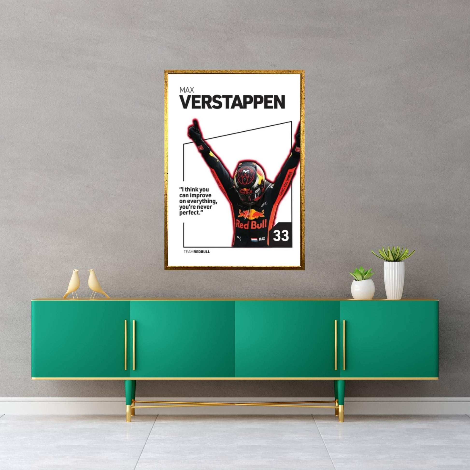 Max Verstappen (White) Canvas Wall Art - Y Canvas