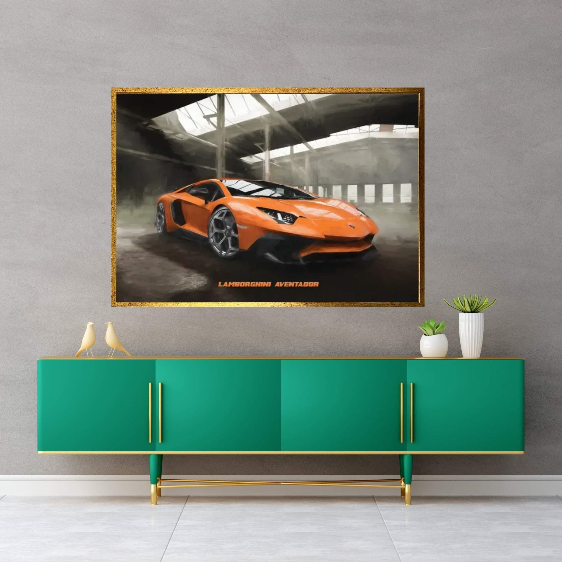 Lamborghini Aventador In Watercolor Canvas Wall Art - Y Canvas