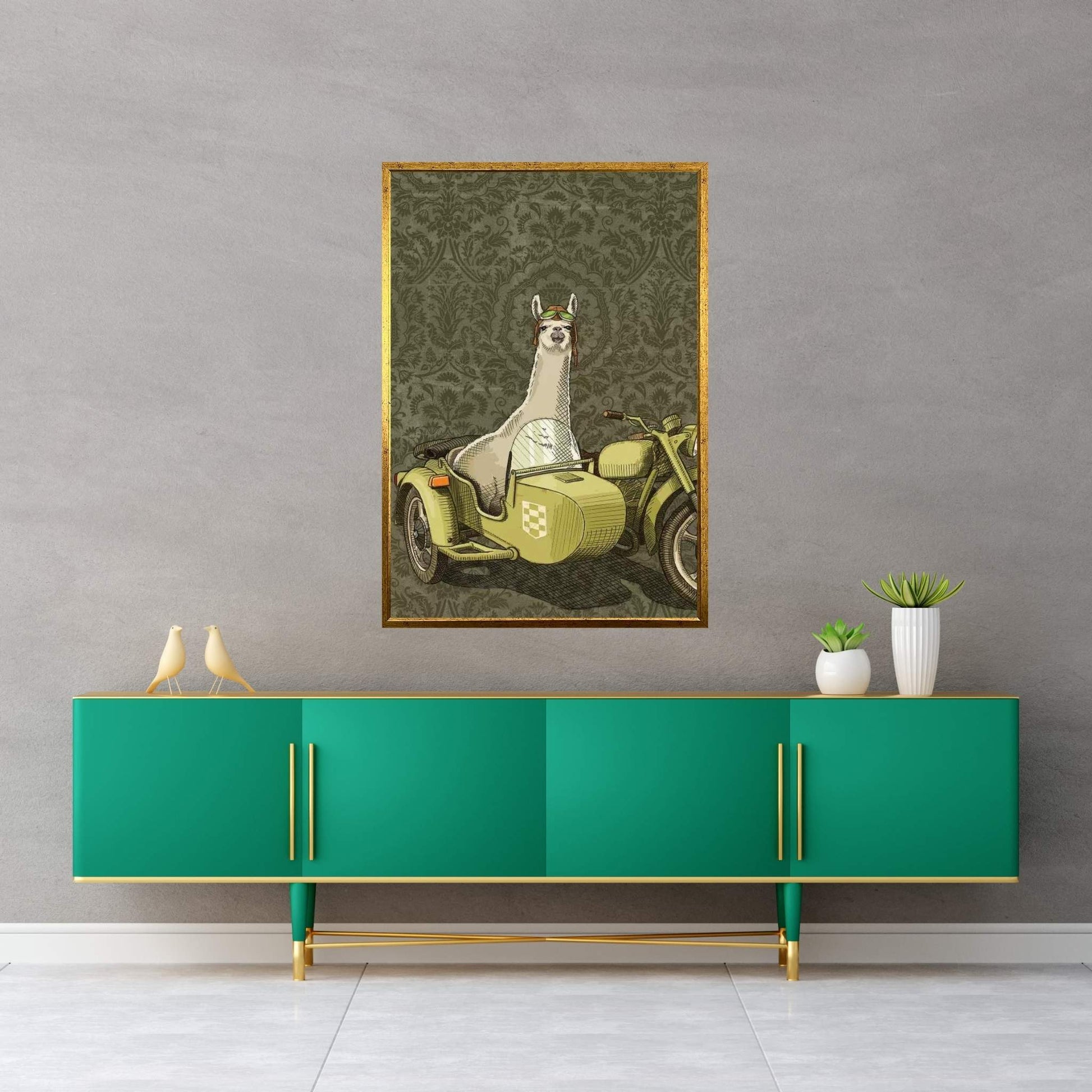 Sidecar Llama Canvas Wall Art - Y Canvas