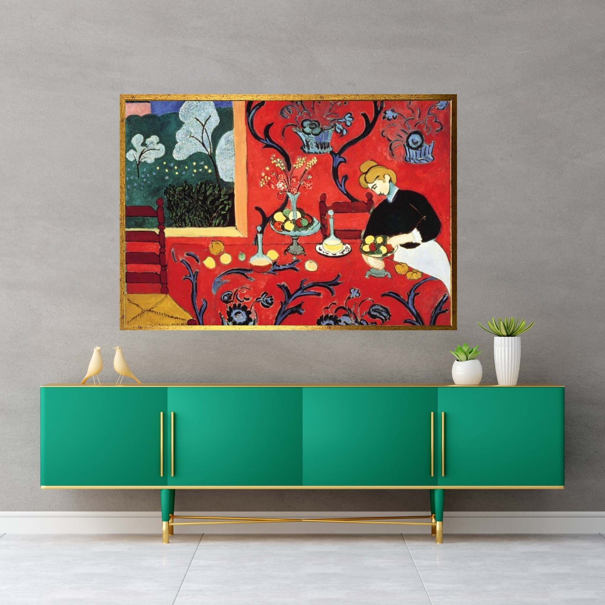 Breakfast in the Red Room Canvas Wall Art - Y Canvas