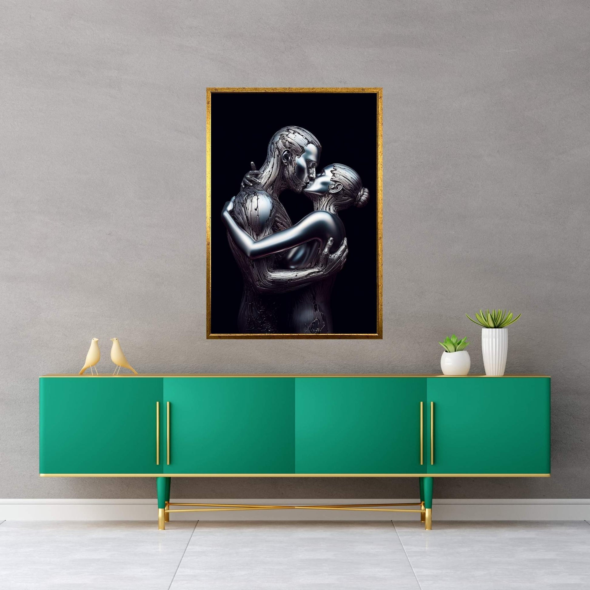 Metalic Love Couple Canvas Wall Art - Y Canvas