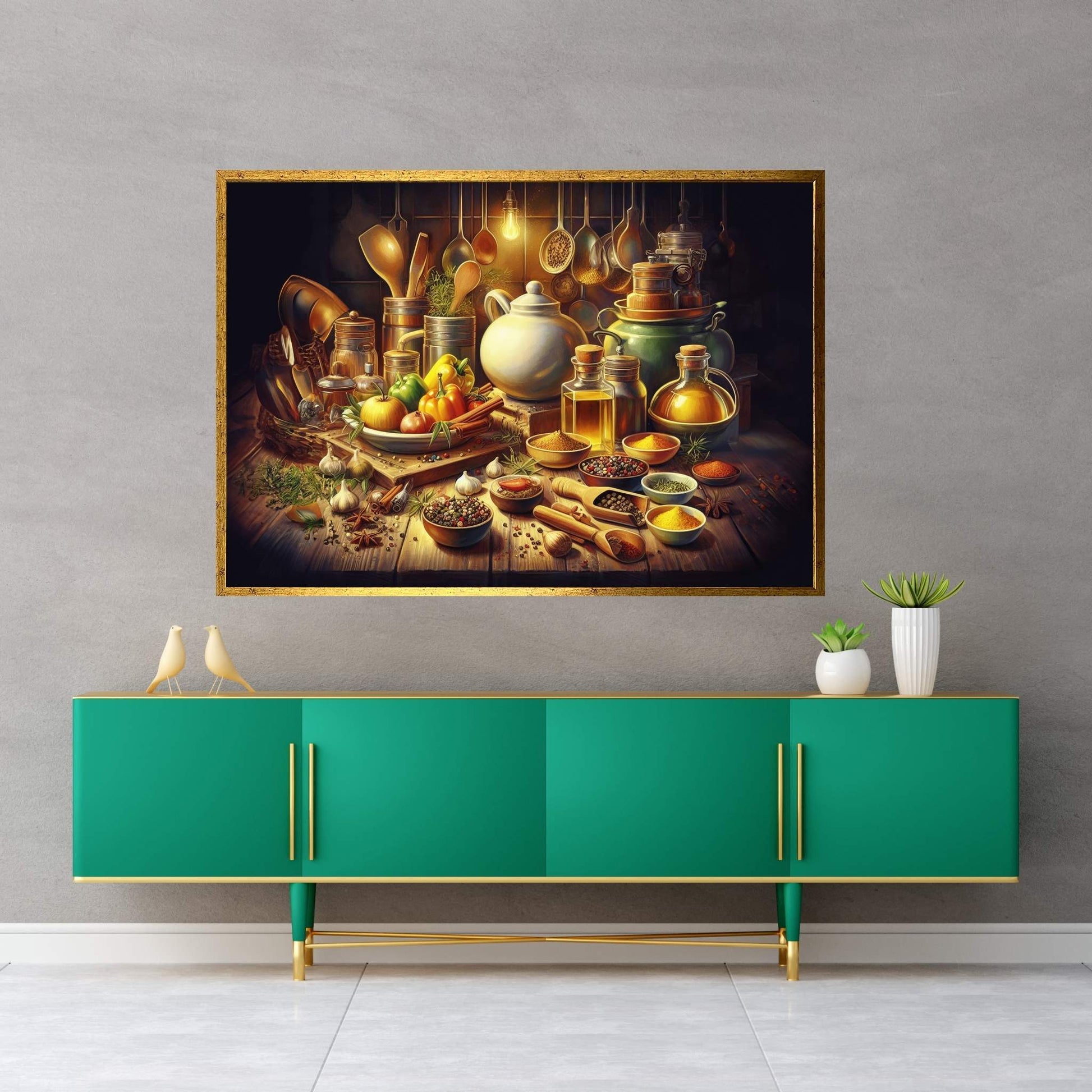 Spices Kitchen Wall Art, Food Artwork, Abstract Wall Decor, Indian Spices Canvas, Modern Wall Decor Home Decor - Y Canvas