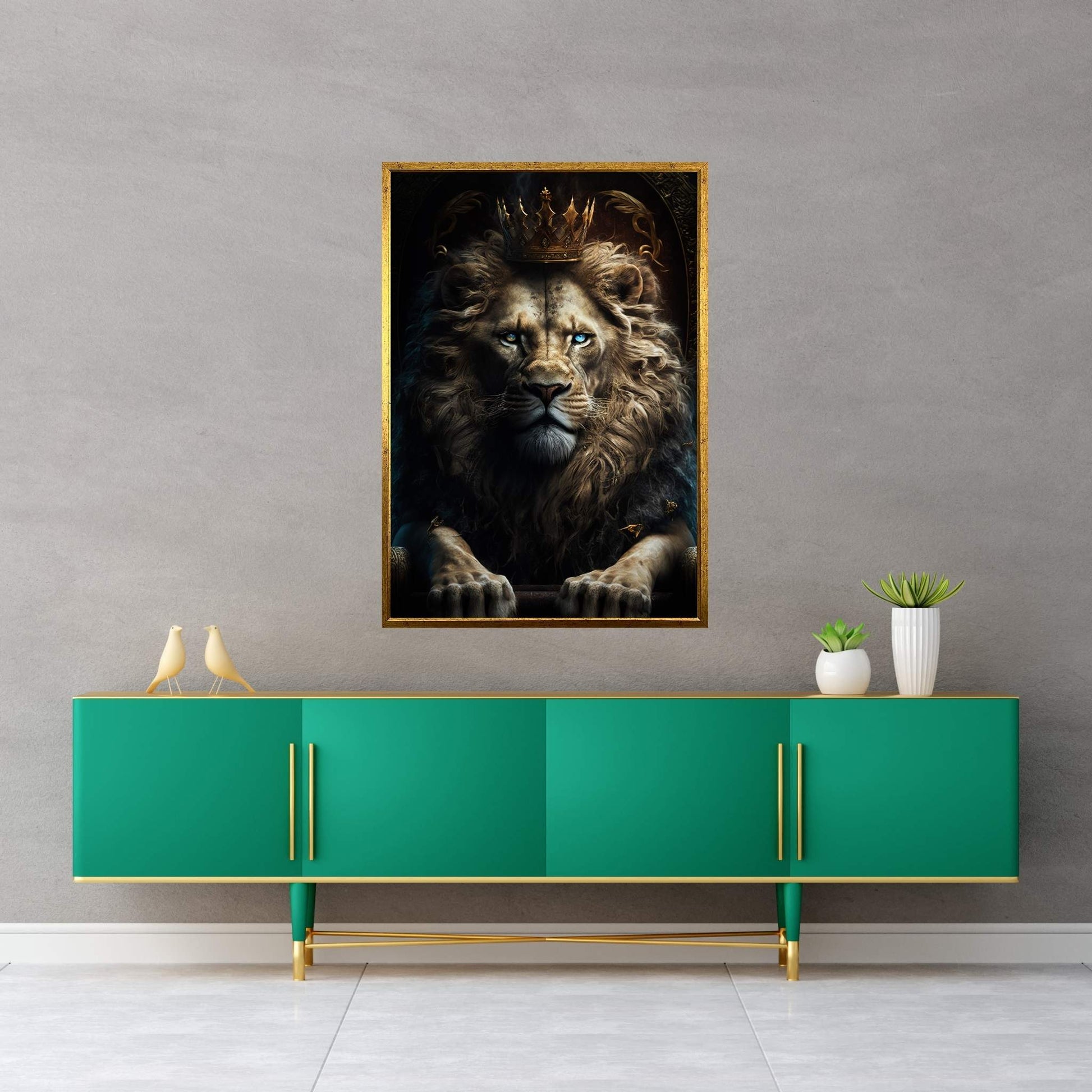 King Lion Wall Art, Lion Canvas Art, Animal Wall Art - Y Canvas