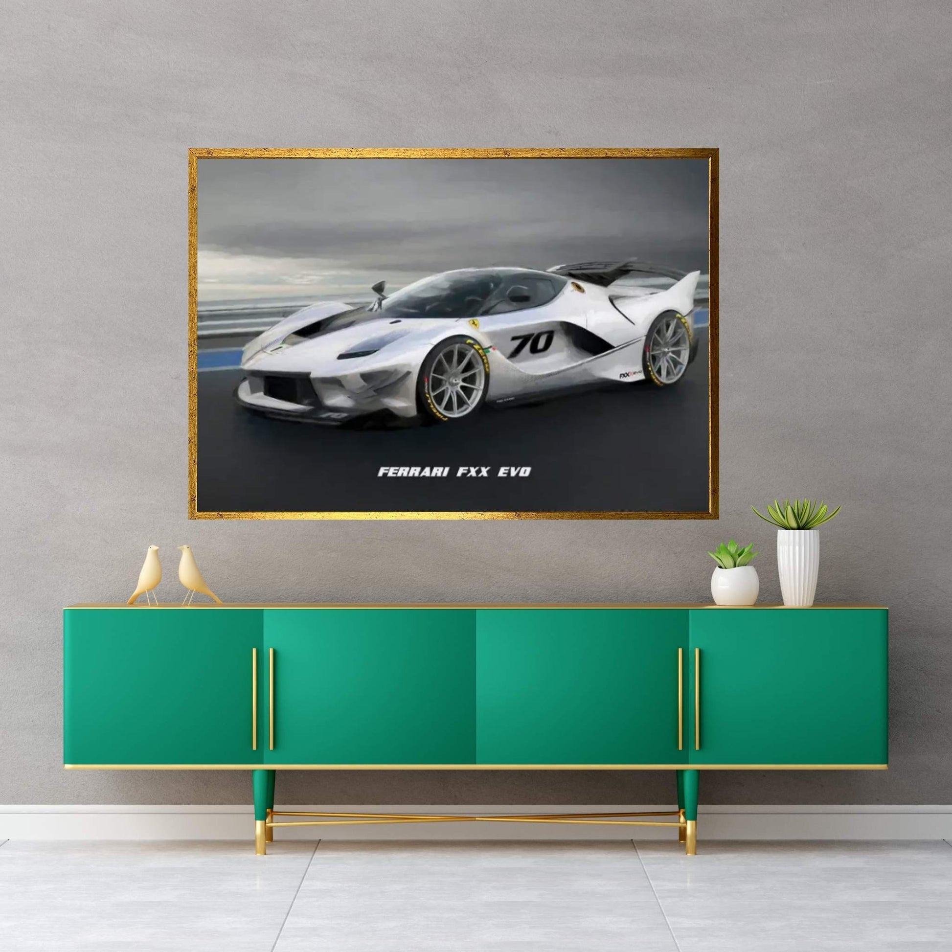 Ferrari FXX Evo In Watercolor Canvas Wall Art - Y Canvas
