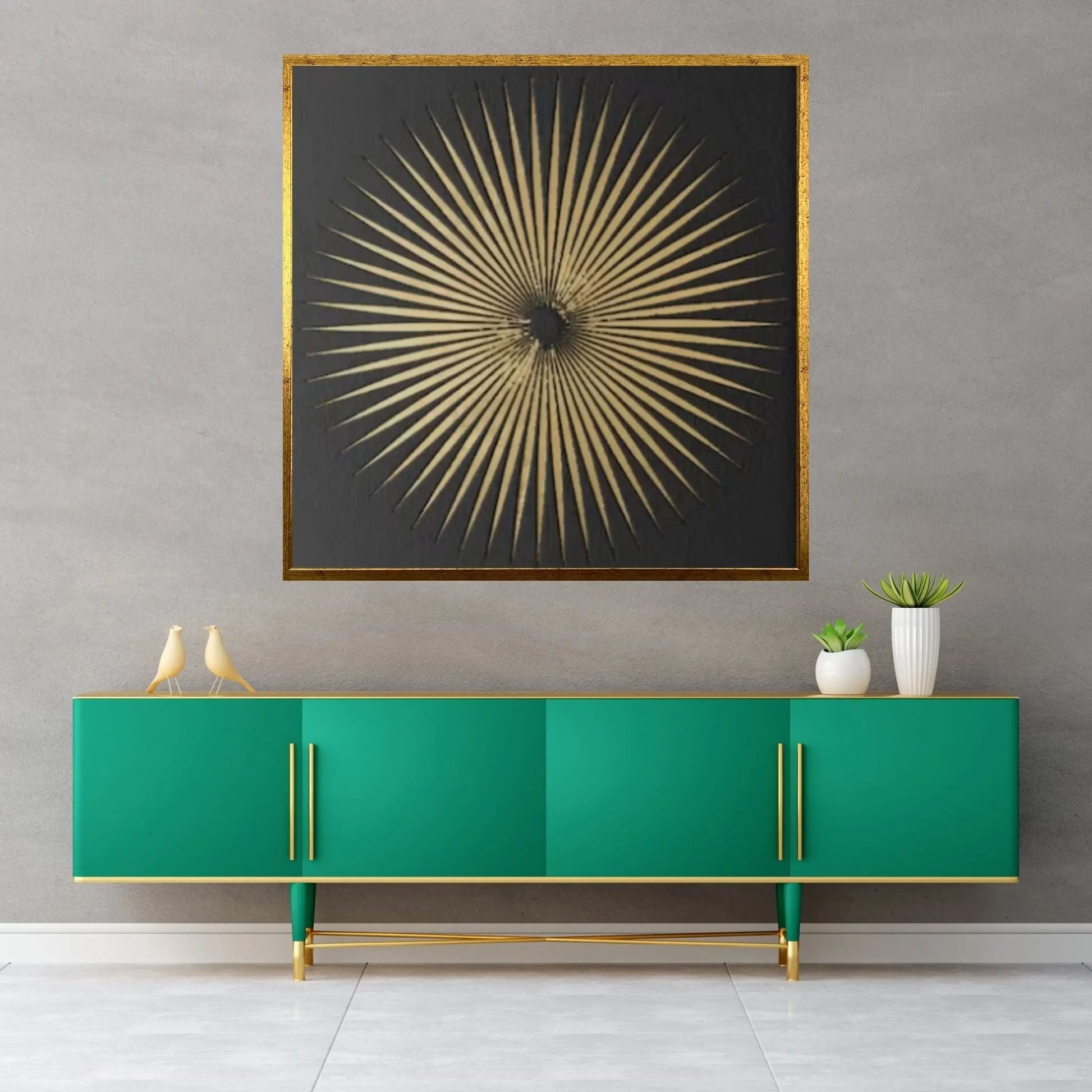 Golden Circle Oil Painting on Canvas Original Modern Textured Painting Abstract Living Room Wall Art - Y Canvas