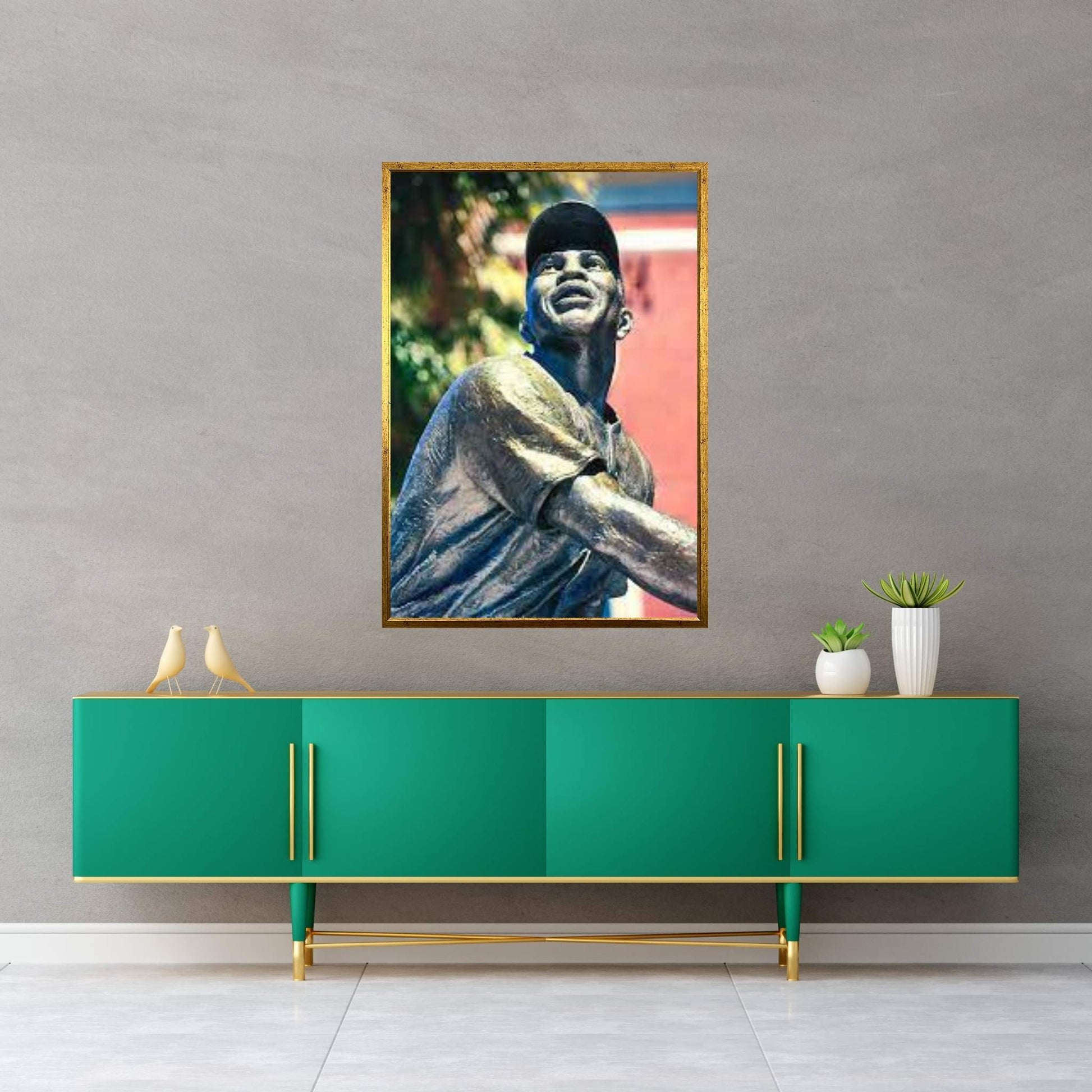 Willie Mays statue in AT&T Park, San Francisco, California, USA Canvas Wall Art - Y Canvas