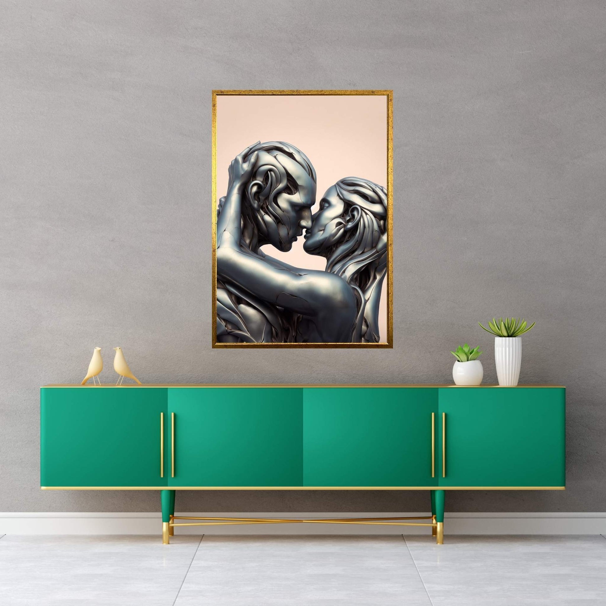 Metalic Love Couple Canvas Wall Art - Y Canvas