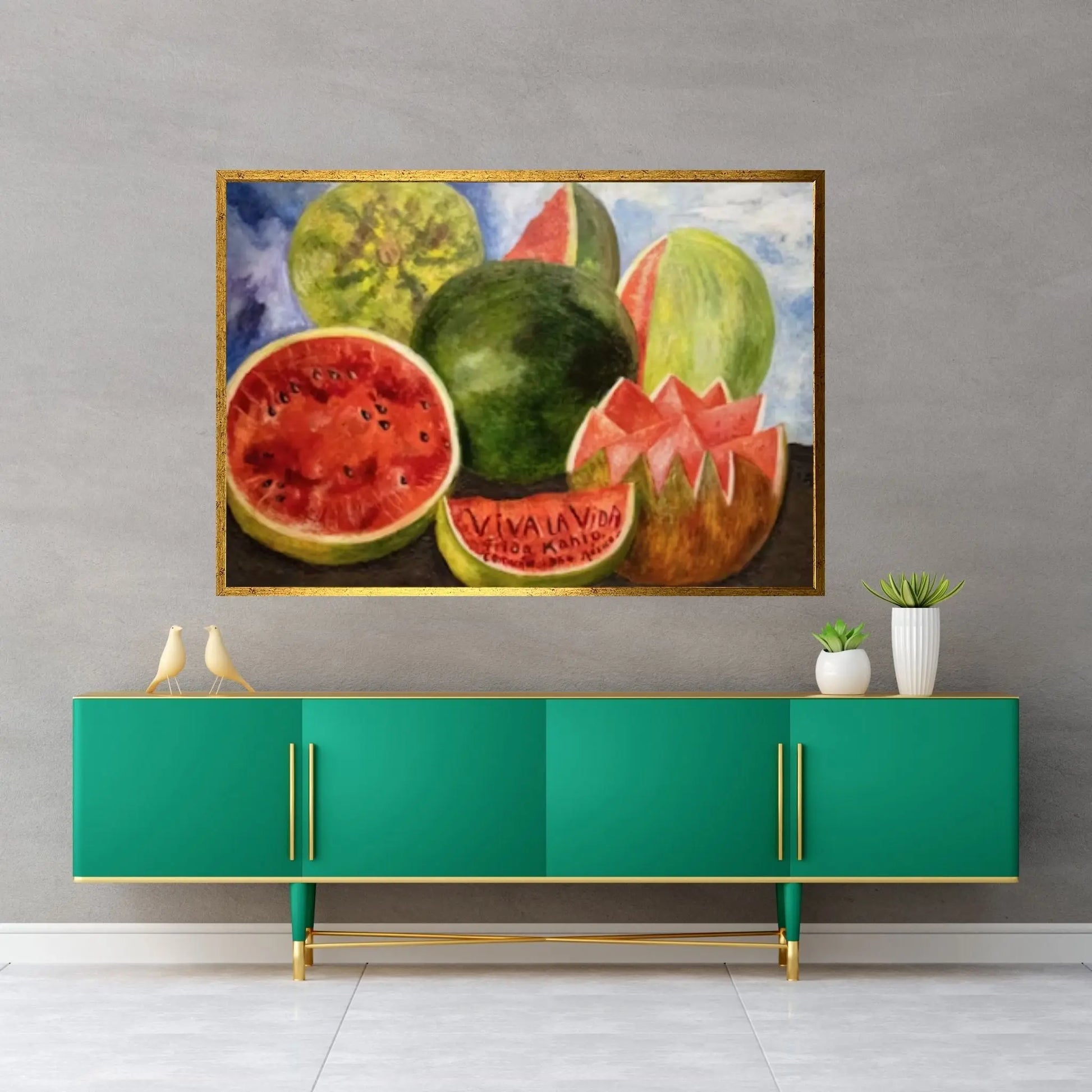 Rare Frida Kahlo Viva La Vida Canvas Wall Art Print, Vintage Frida Kahlo Print,Frida Kahlo Exhibition Print - Y Canvas