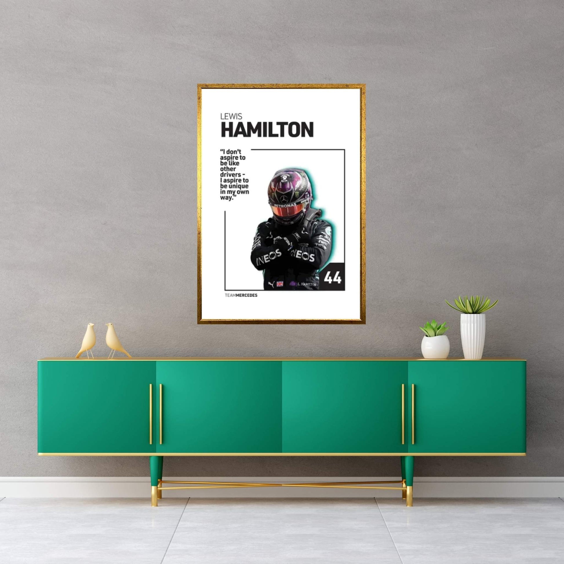 Lewis Hamilton (White) Canvas Wall Art - Y Canvas