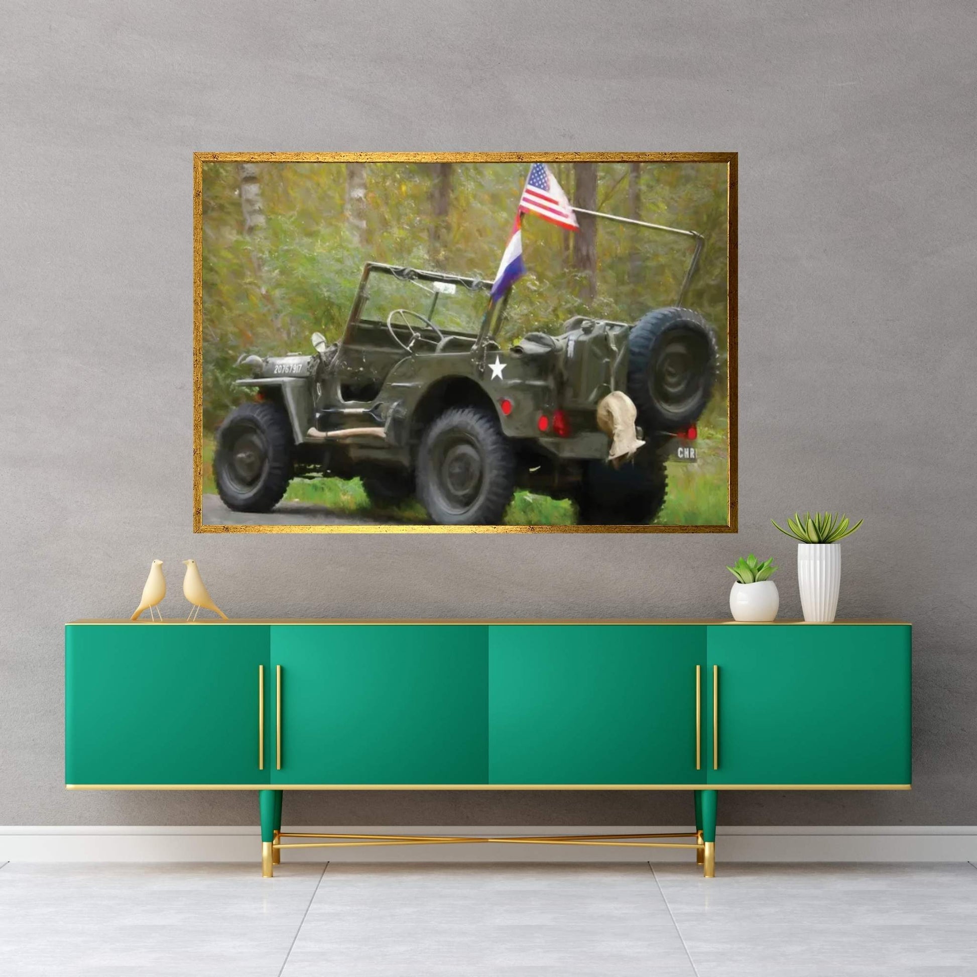 Jeep Willys In Watercolor Canvas Wall Art - Y Canvas