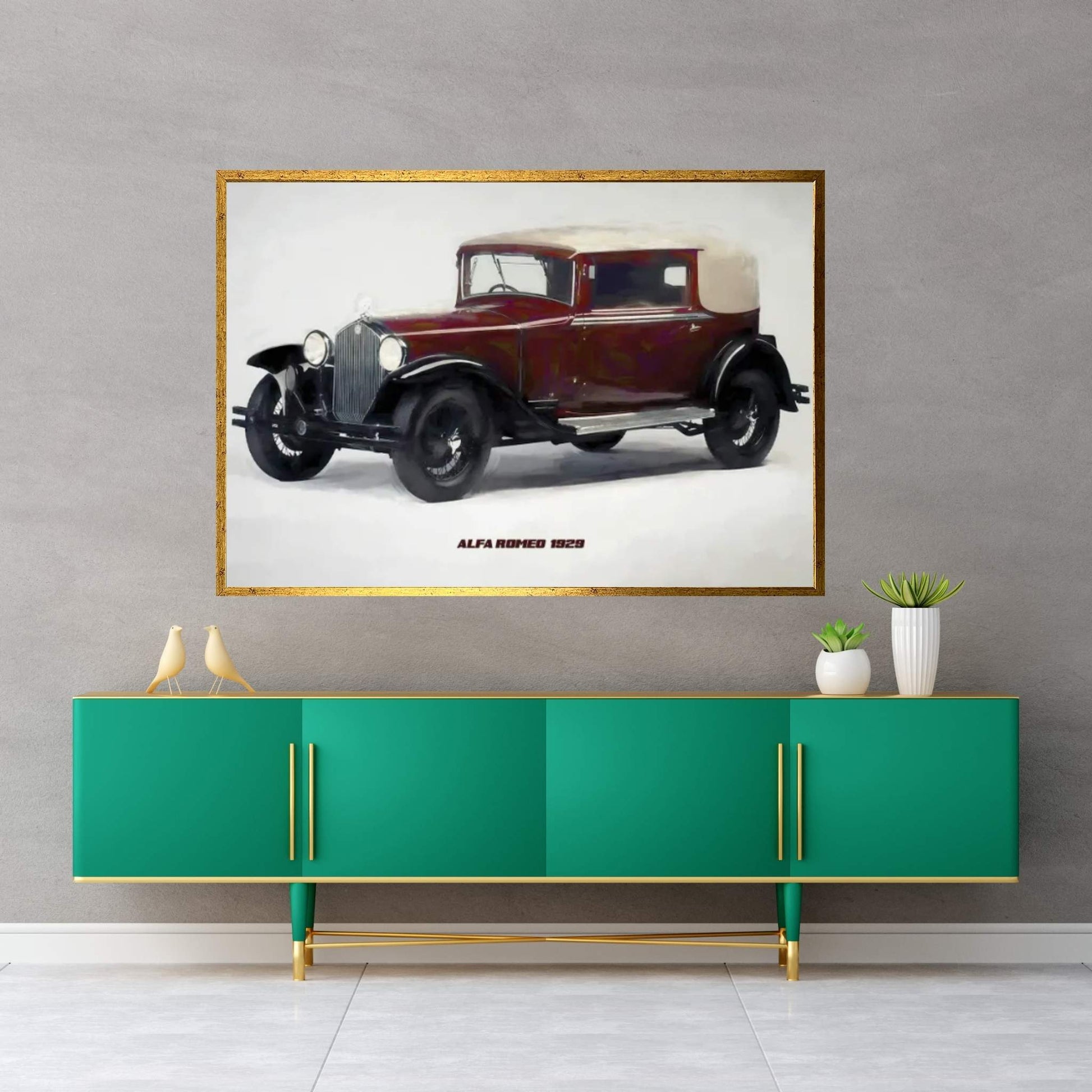Alfa Romeo Retro 1929 Canvas Wall Art - Y Canvas
