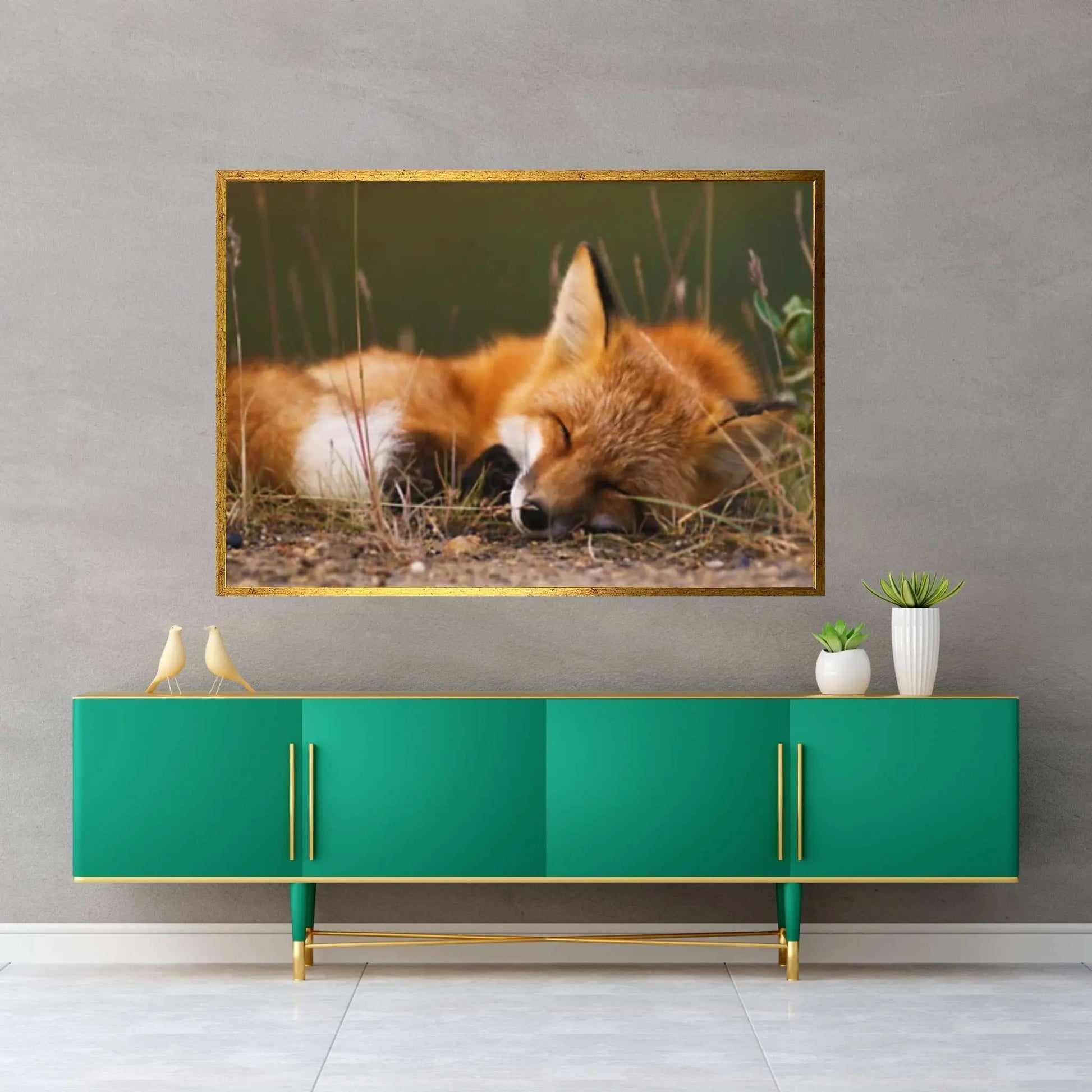 Sleeping fox Canvas Wall Art Design Animal Canvas Wall Art - Y Canvas