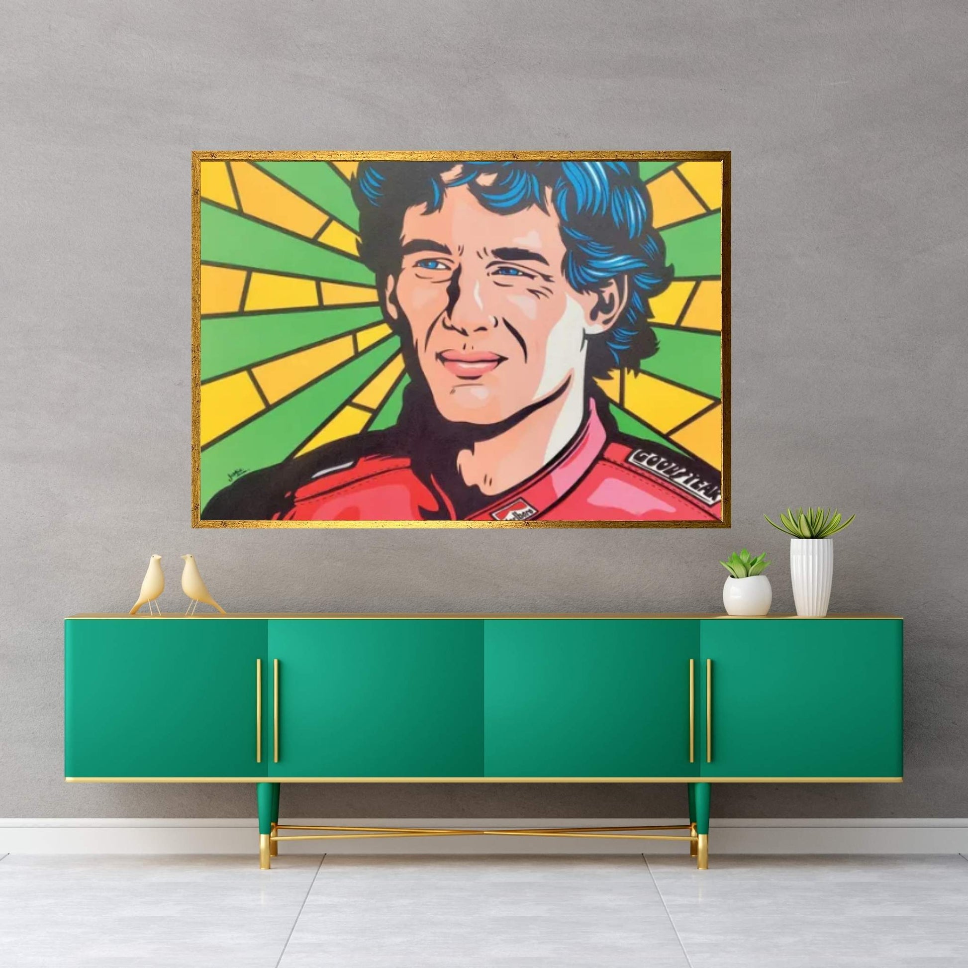 Ayrton Senna Pop Art Canvas Wall Art - Y Canvas