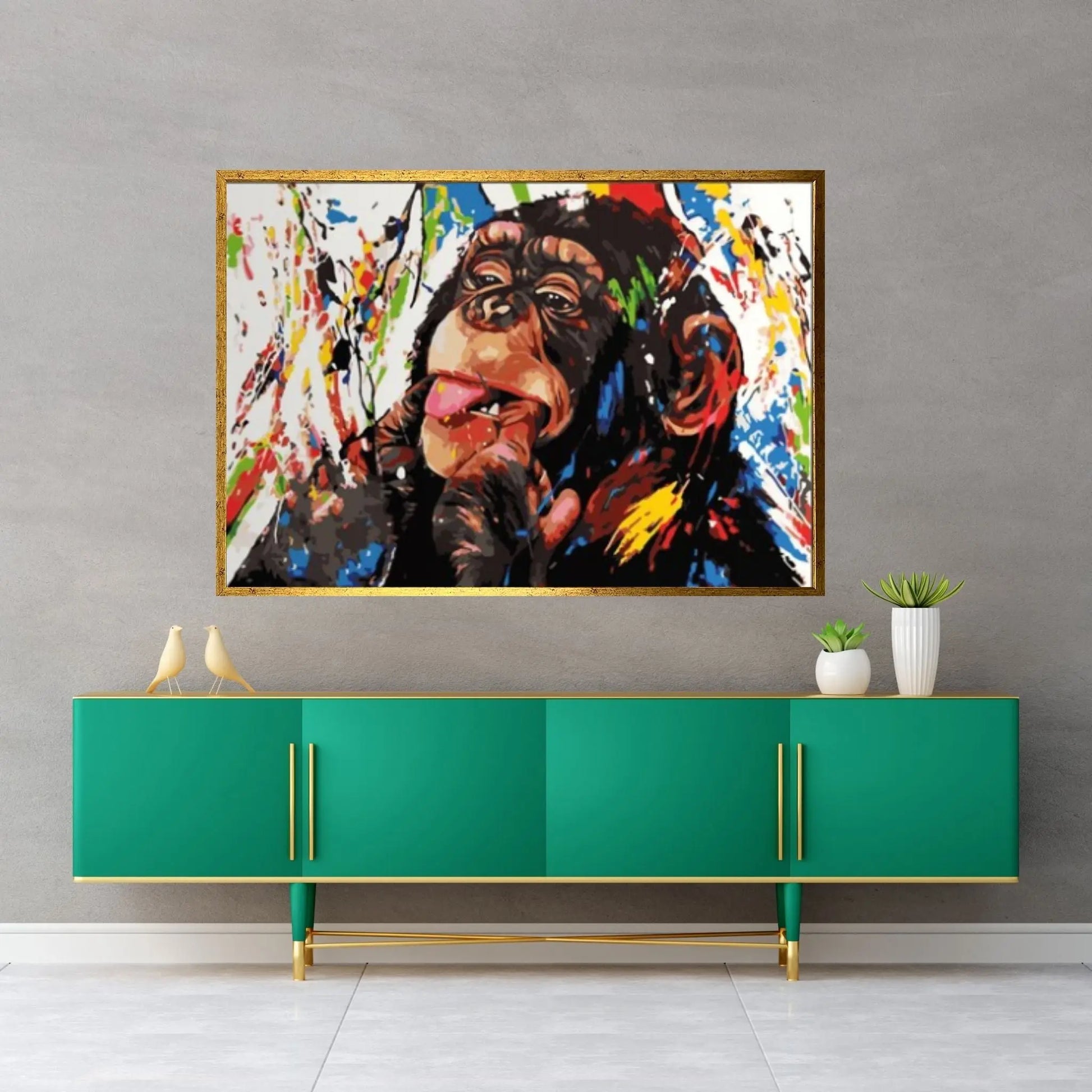 Banksy Poster, Colourful Monkey Wall Canvas, Street Graffiti Decor, Graffiti Canvas Painting - Y Canvas