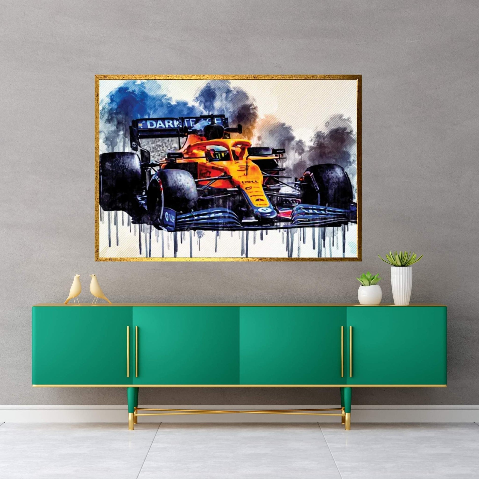 Daniel Ricciardo Mclaren Mcl35M On Track Raceway Formula 1 2021 F1 Cars Sportscars Canvas Wall Art - Y Canvas