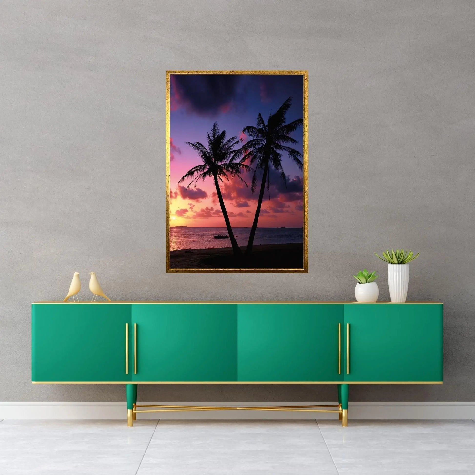Sunset on the Beach Print on Canvas , Canvas Wall Set , Extra Large Wall Art Ready To Hang - Y Canvas