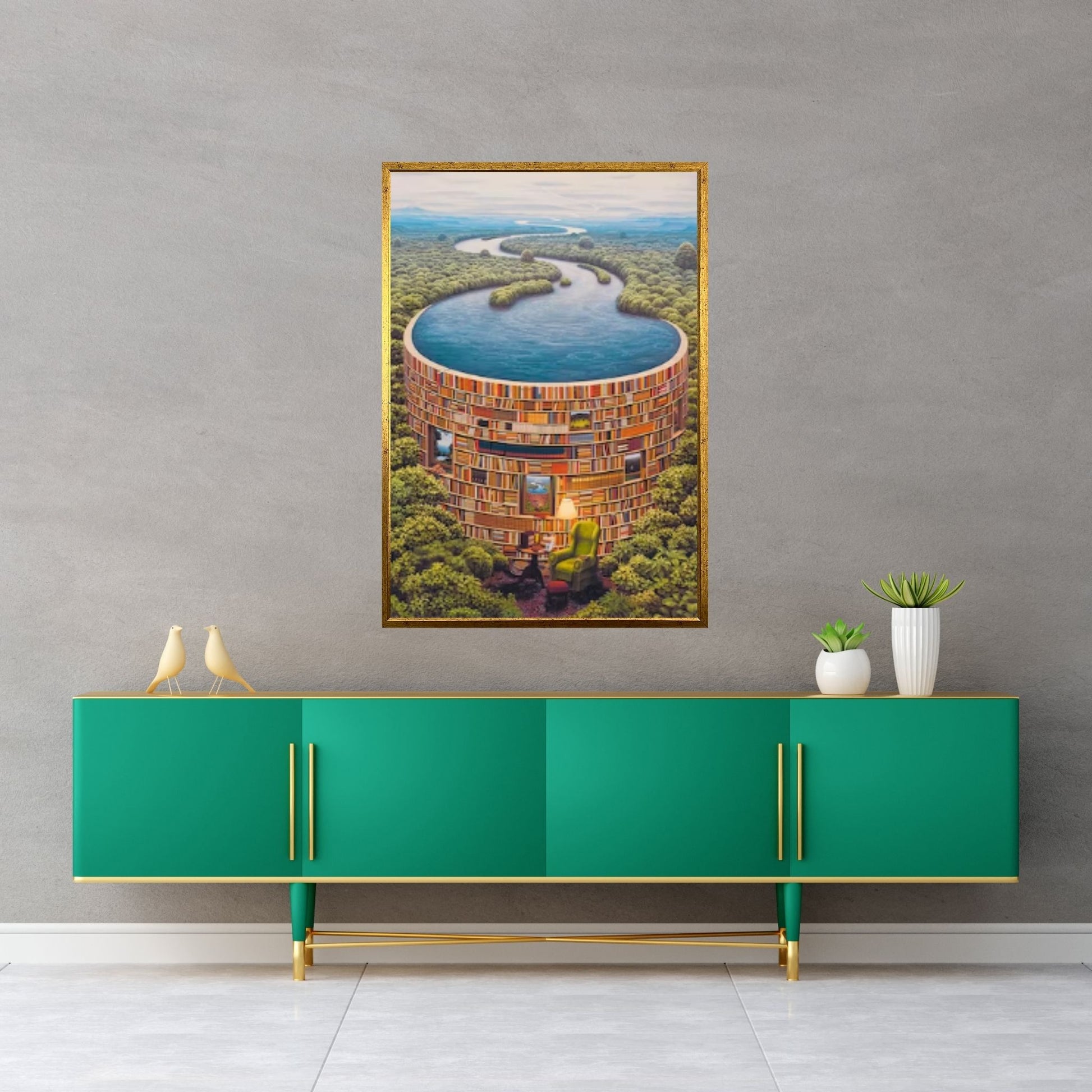 Library Canvas Wall Art, Library Painting, Books Canvas Painting, Surreal Library Canvas Painting - Y Canvas
