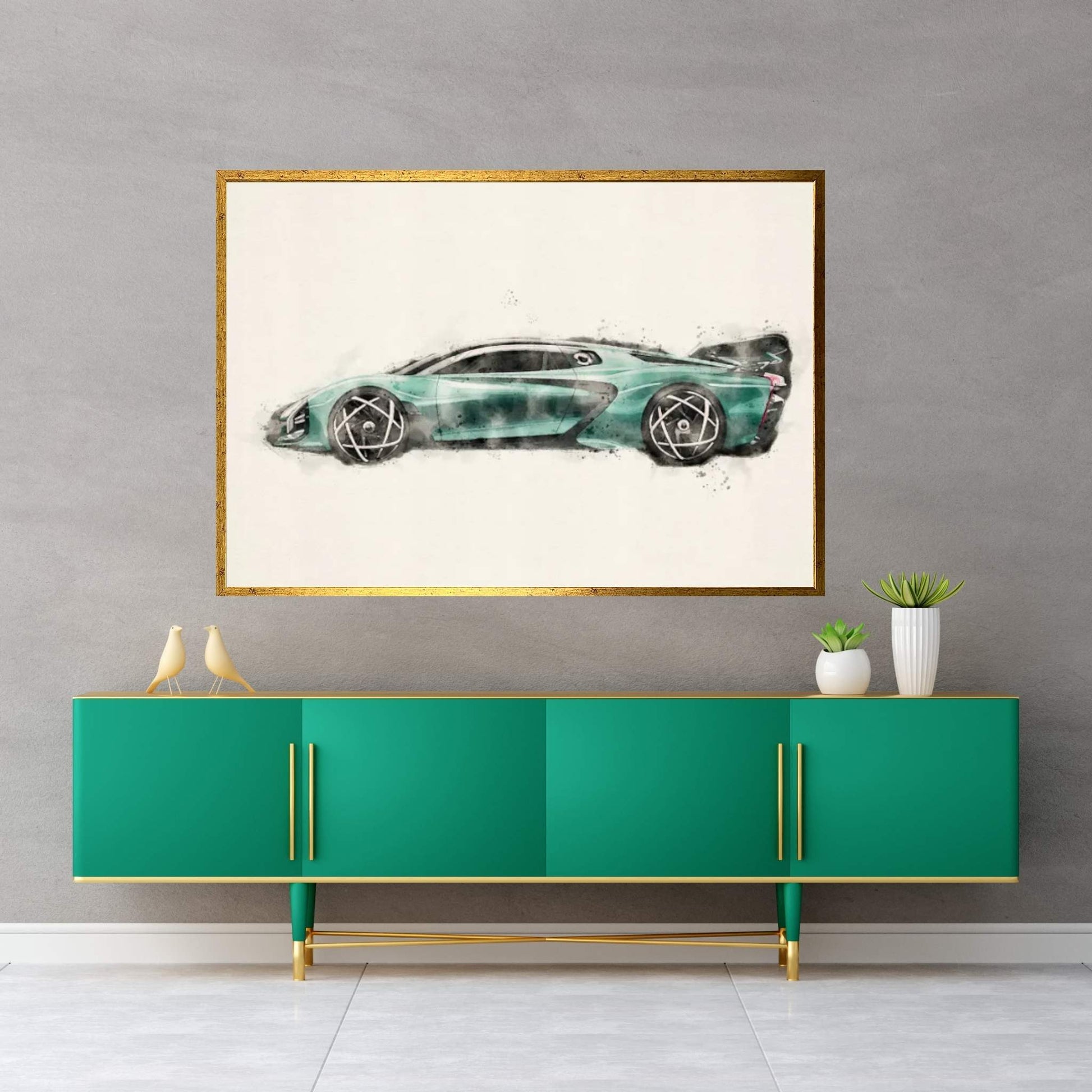 Hongqi S9 In Watercolor vII Canvas Wall Art - Y Canvas