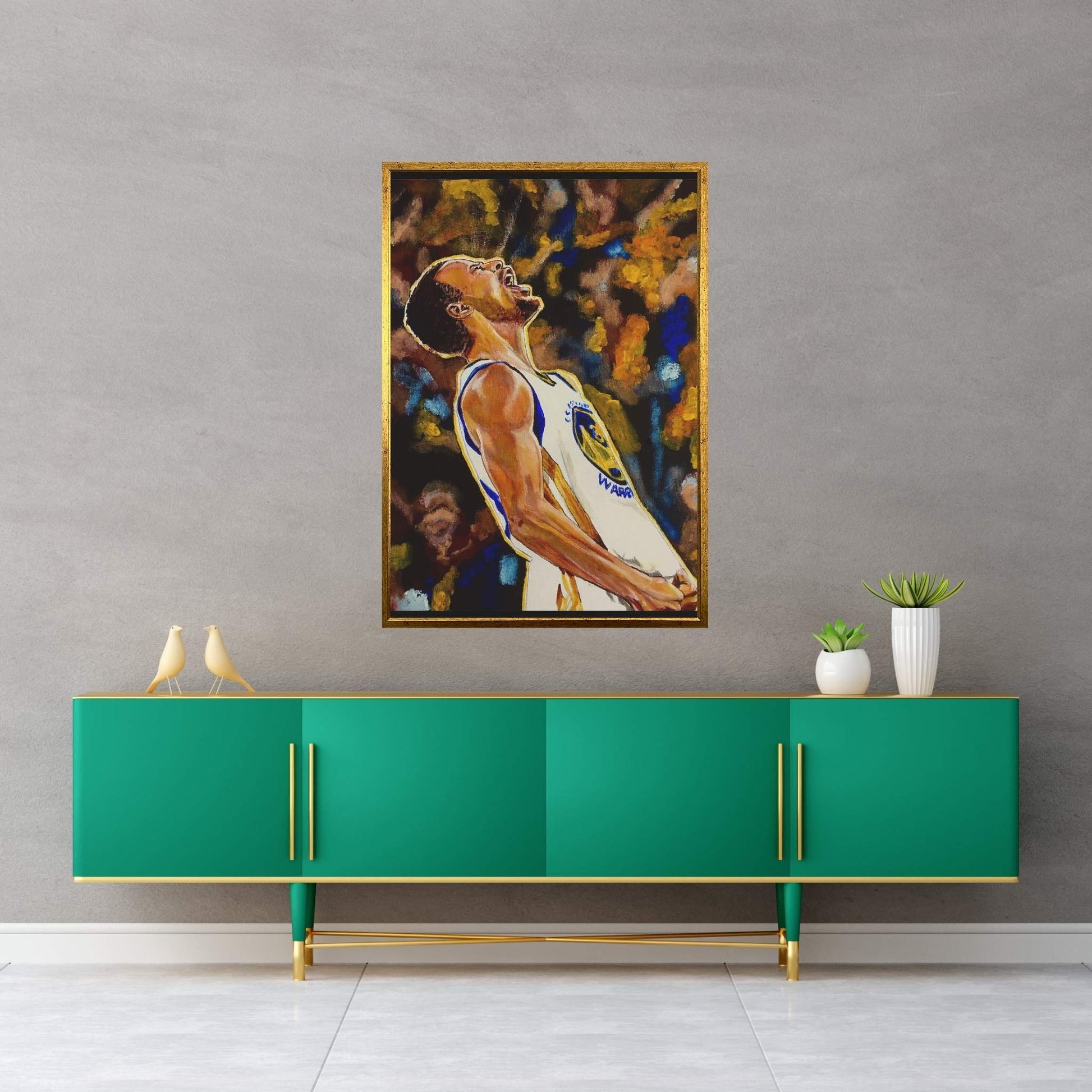 Steph Curry - Victory Canvas Wall Art - Y Canvas