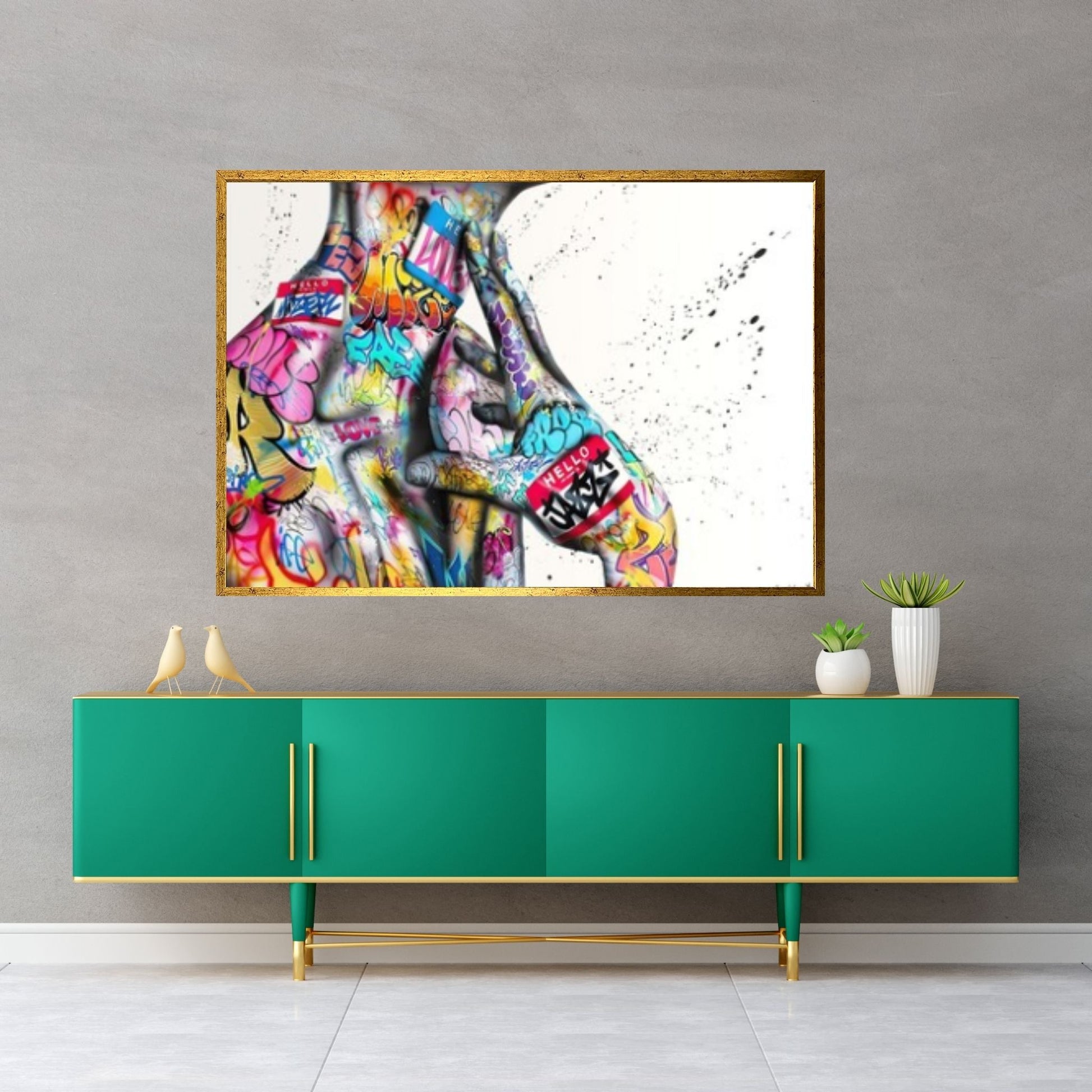 Banksy Graffiti Body Wall Art, Banksy Famous Mural, Street Graffiti Decor, Graffiti Canvas Painting - Y Canvas