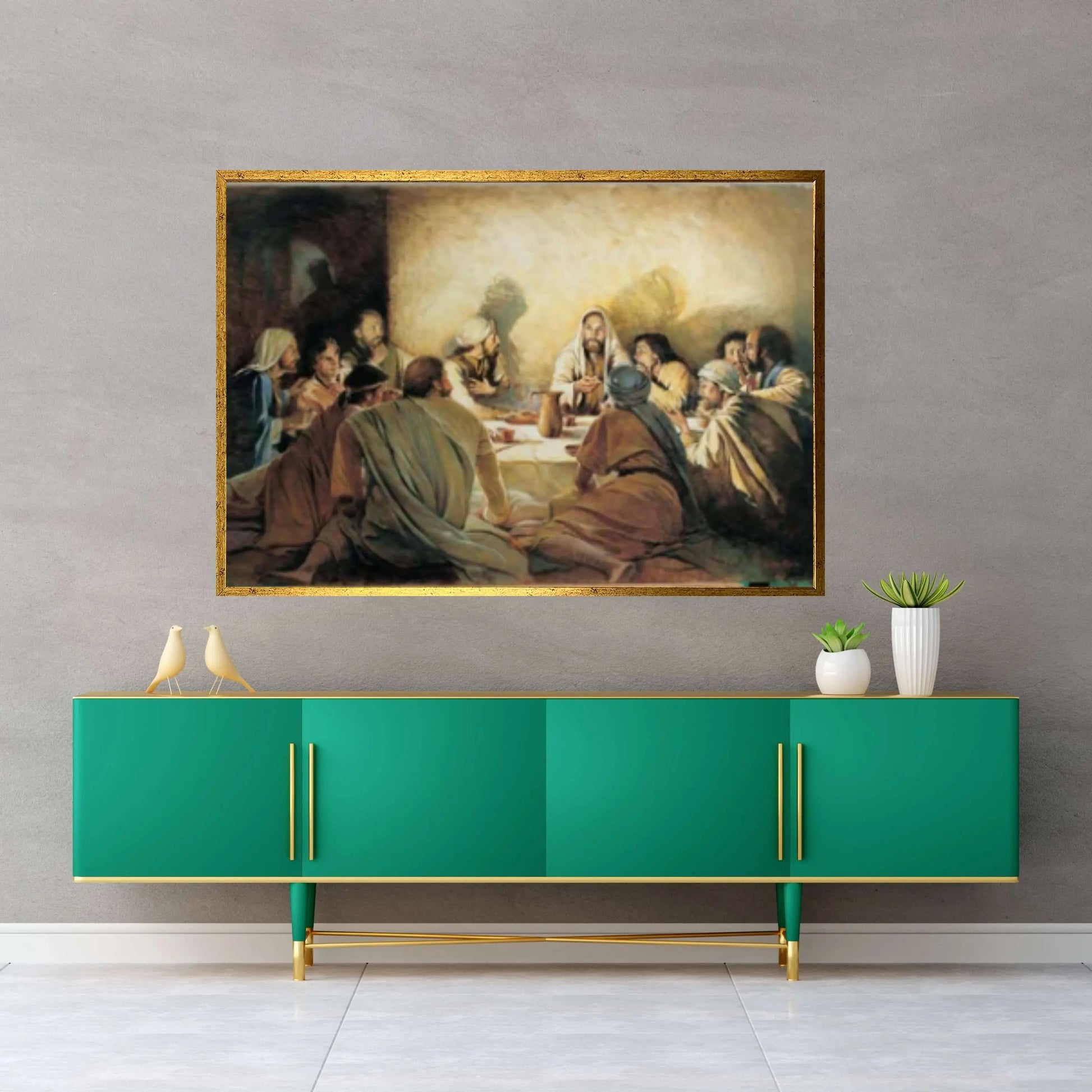 Last Supper Canvas Wall Art , Last Supper Wall Art ,Last Supper Canvas Poster Print Set Jesus and Disciples Christian - Y Canvas
