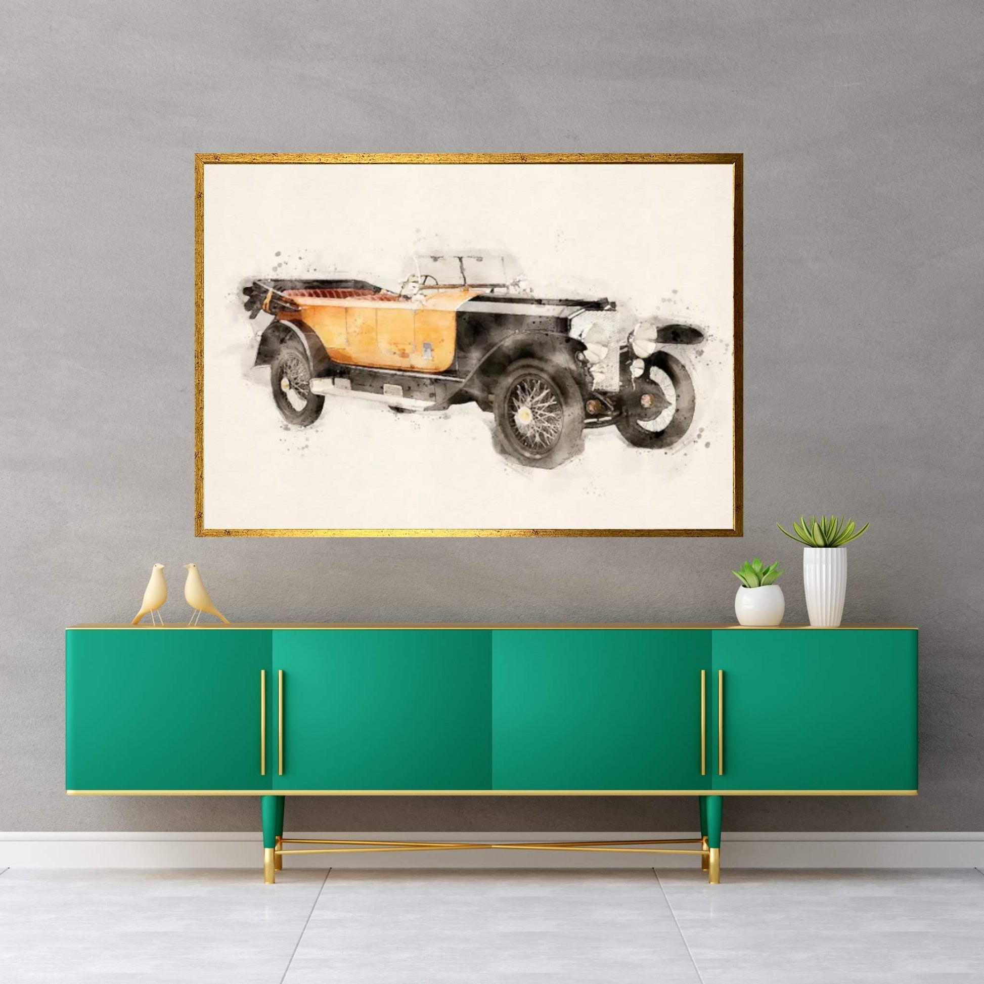 Mercedes Benz Retro V II Canvas Wall Art - Y Canvas