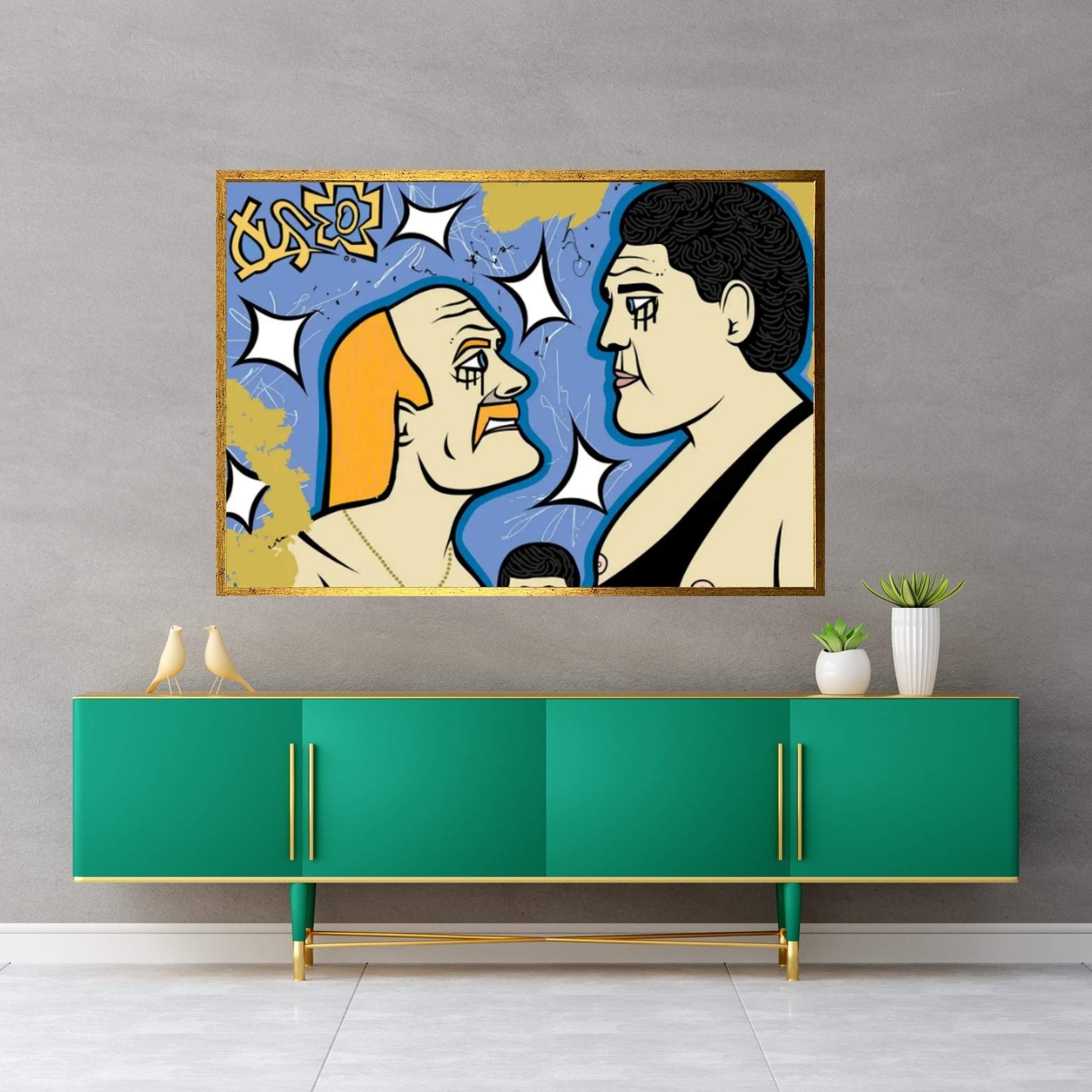 Hulk And André Canvas Wall Art - Y Canvas