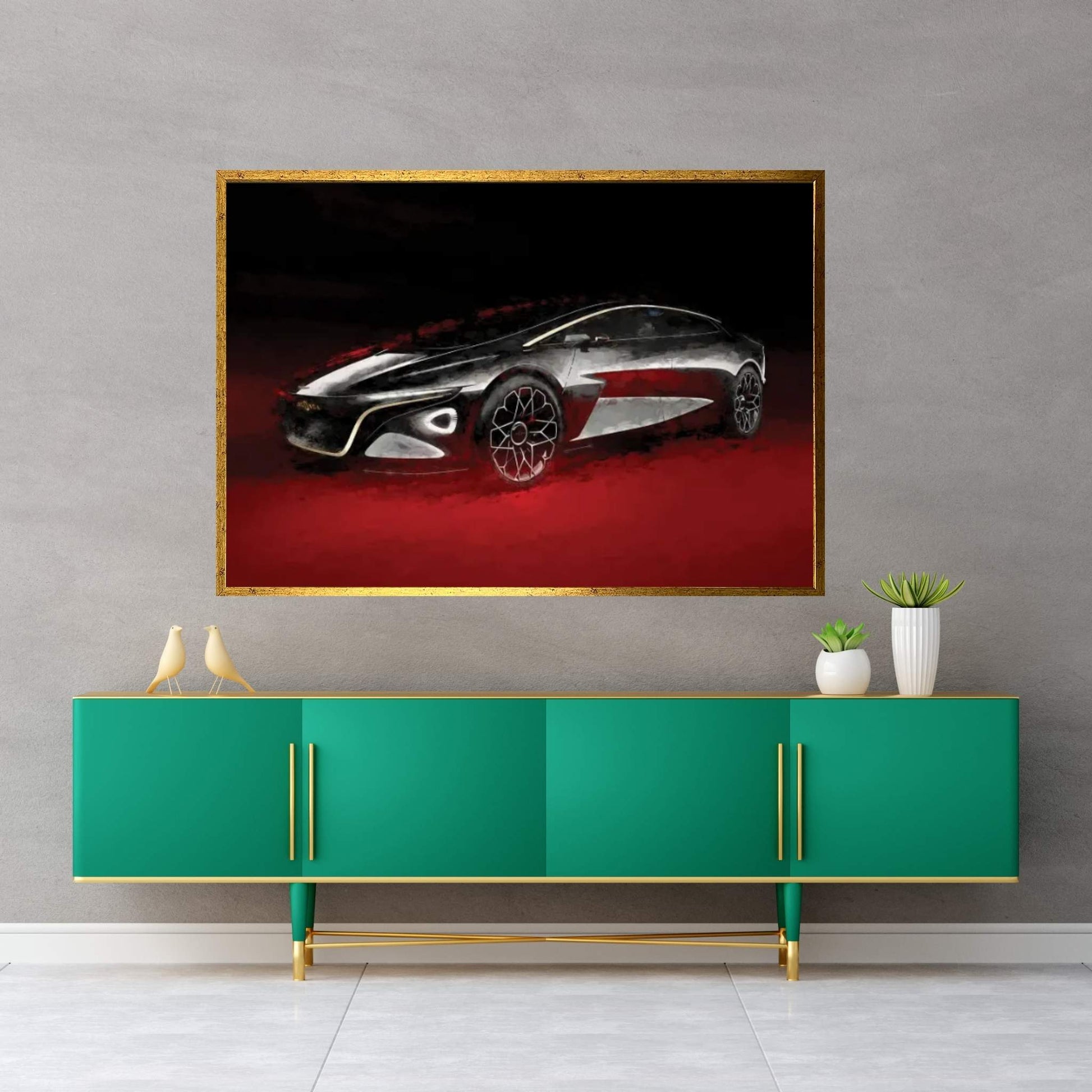Aston Martin Concept Watercolor Canvas Wall Art - Y Canvas