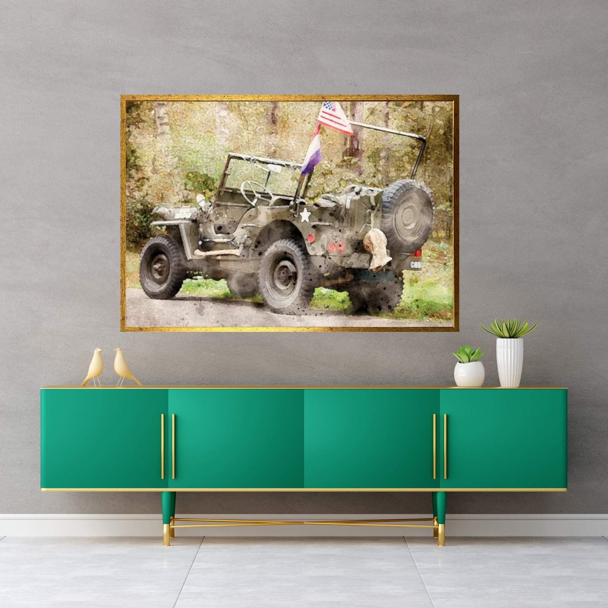 Jeep Willys II Canvas Wall Art - Y Canvas