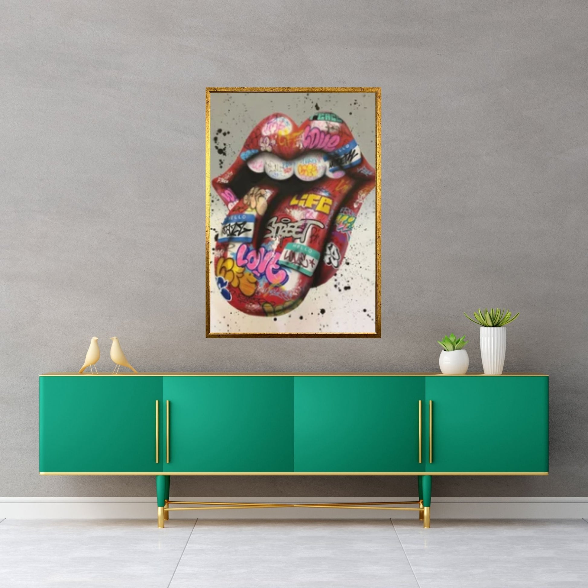 Banksy Poster, Sexy Lip Art Canvas Decor, Print Poster Graffiti Wall Art - Y Canvas