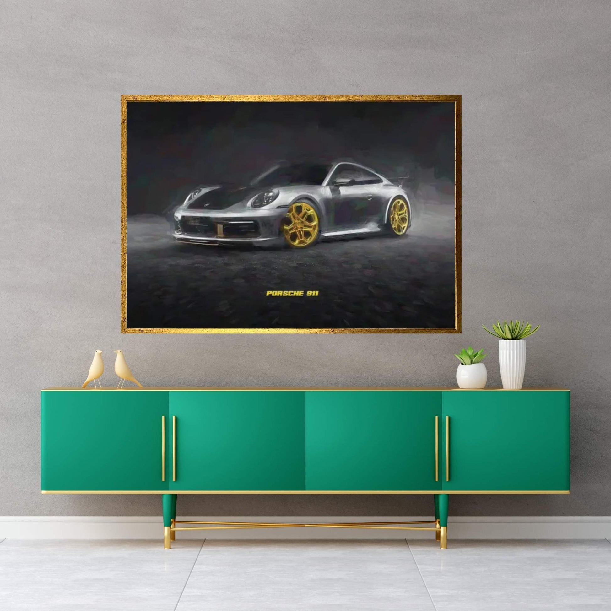Porsche 911 In Watercolor Canvas Wall Art - Y Canvas
