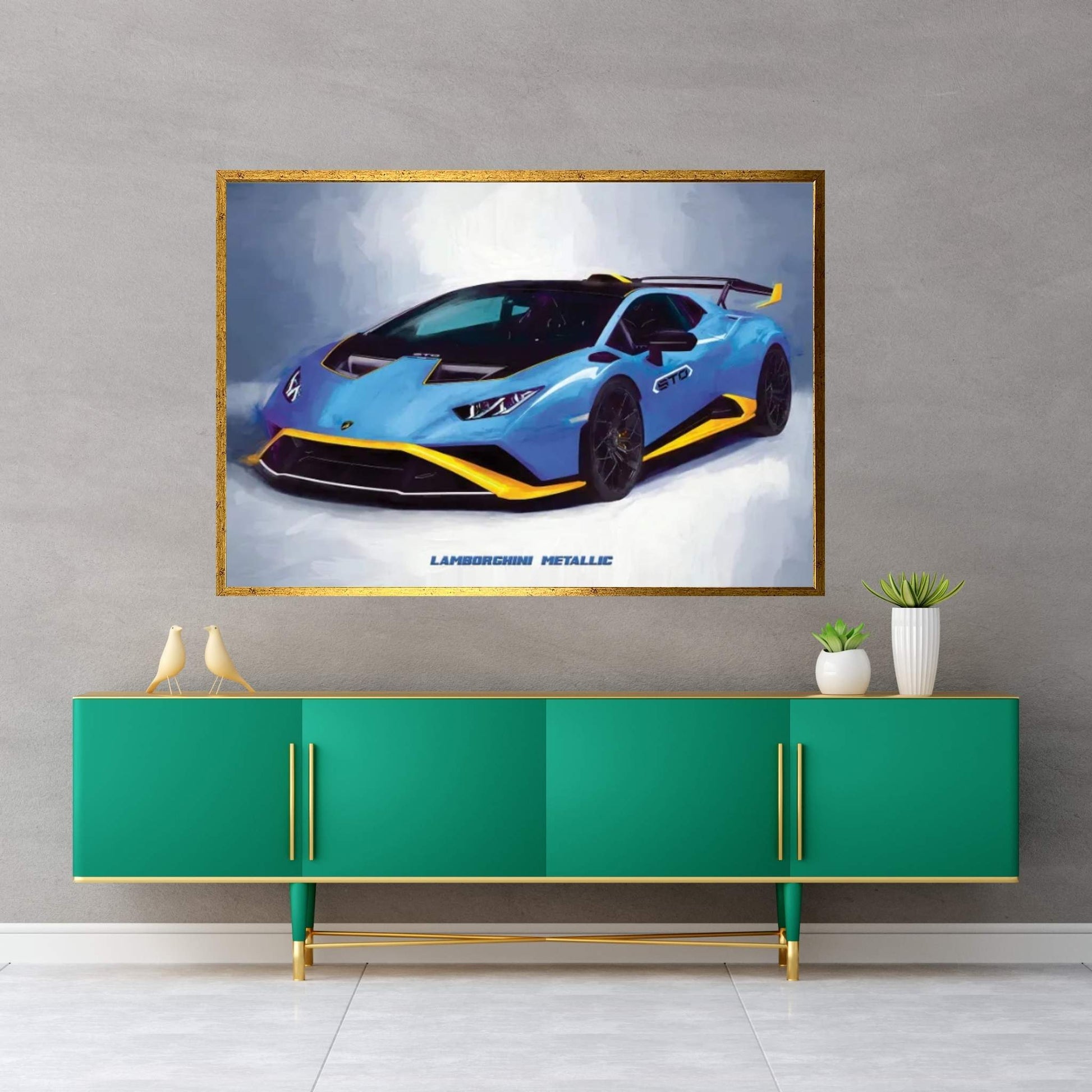 Lamborghini Metallic In Watercolor Canvas Wall Art - Y Canvas