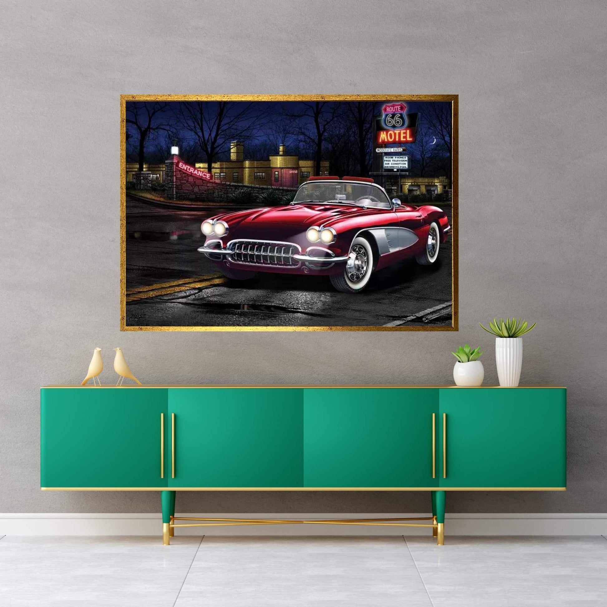 Red Vette 66 Canvas Wall Art - Y Canvas