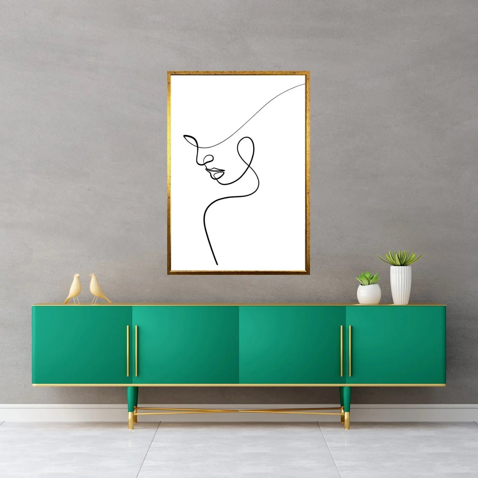 One Line Woman Canvas Wall Art - Y Canvas