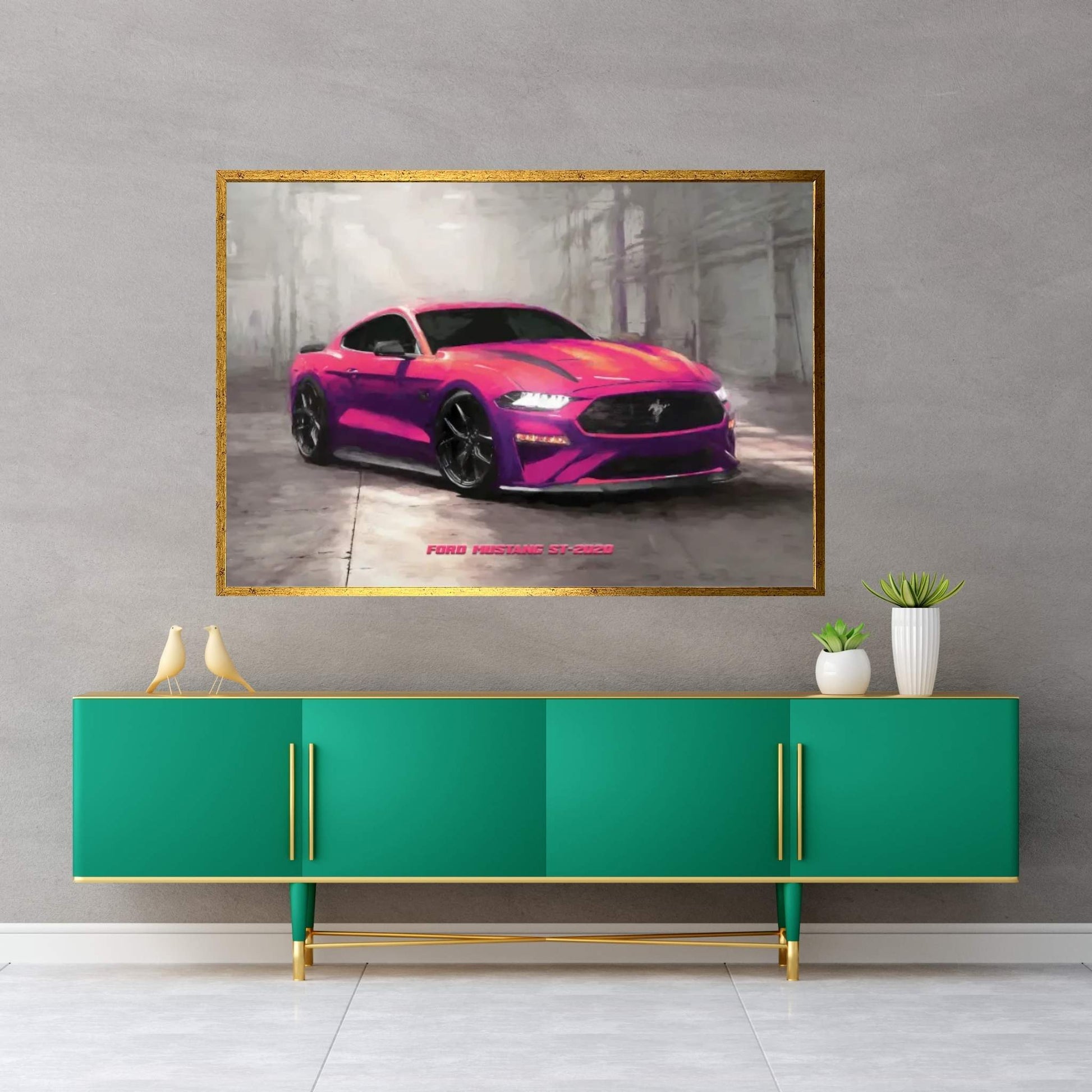 Ford Mustang St In Watercolor Canvas Wall Art - Y Canvas