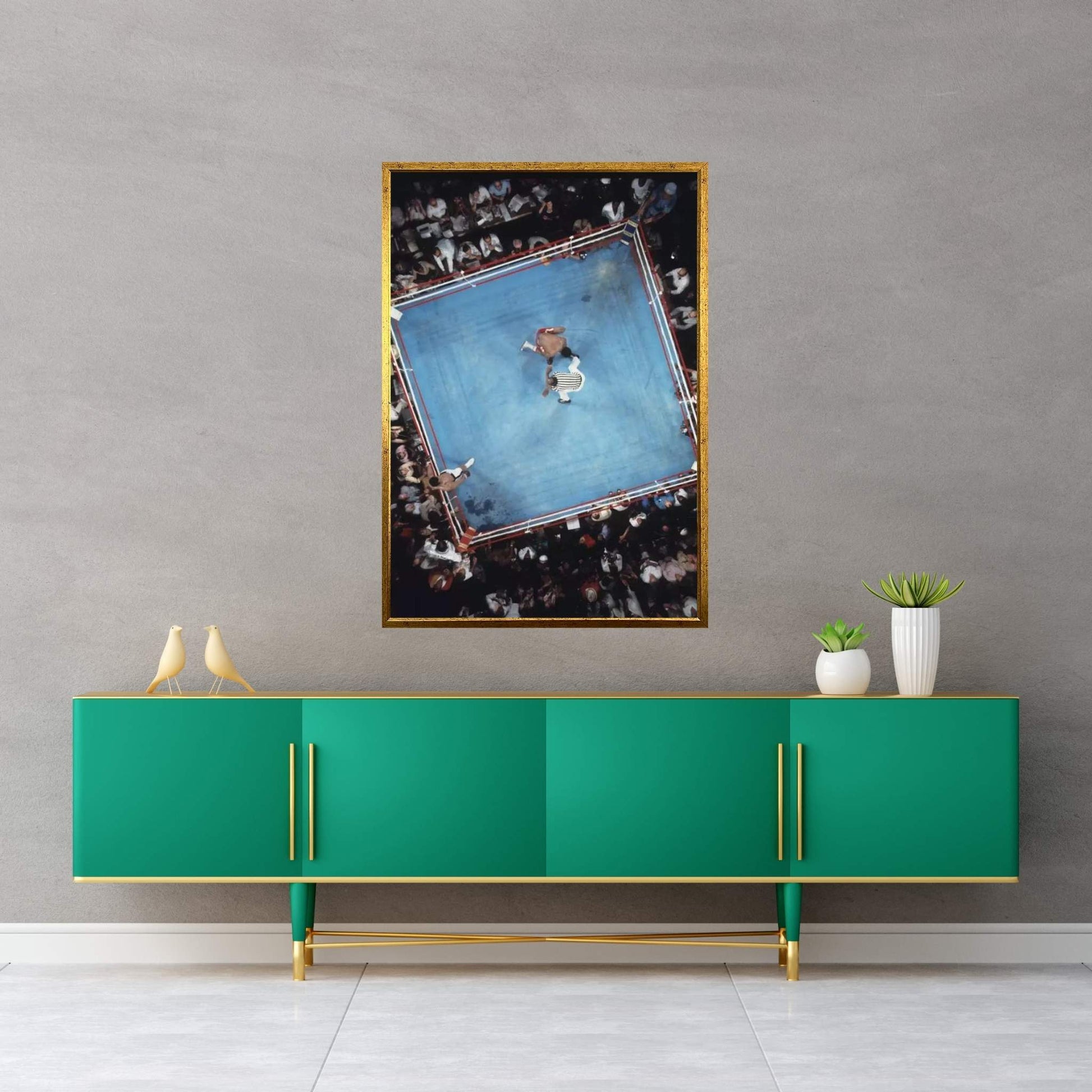 Opponent On One Knee Getting Counted Out, Rumble In The Jungle™ Canvas Wall Art - Y Canvas