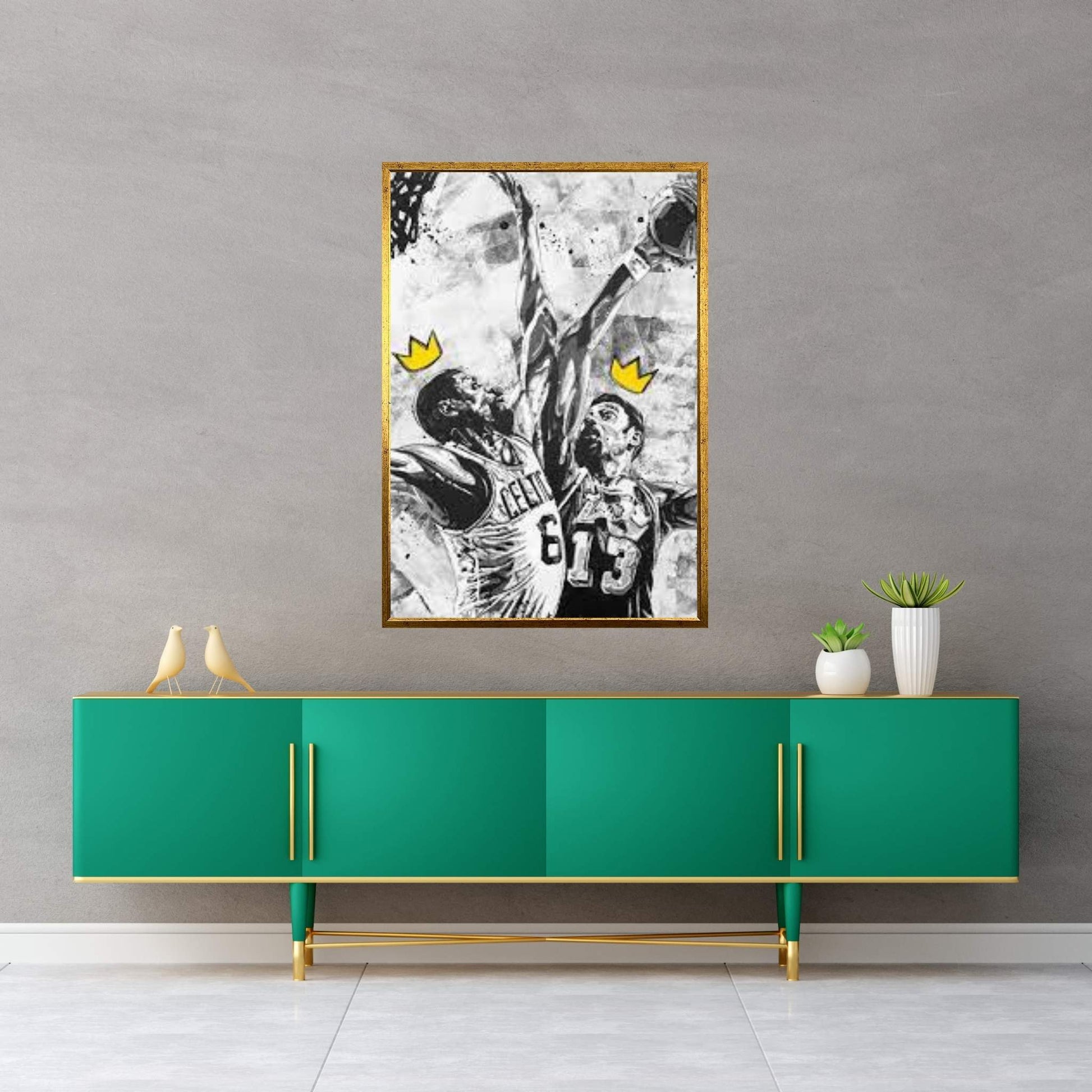 Wilt Chamberlain & Bill Russell Canvas Wall Art - Y Canvas