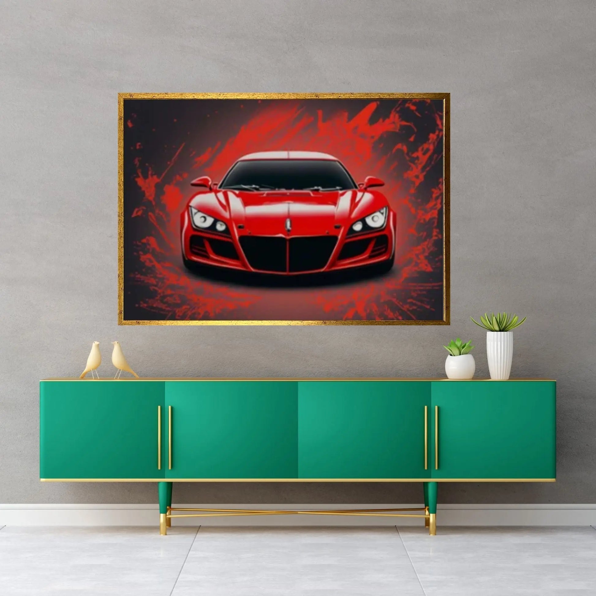 Red Sport Cars Canvas Wall Art Poster Print, Supercar Wall Art - Y Canvas