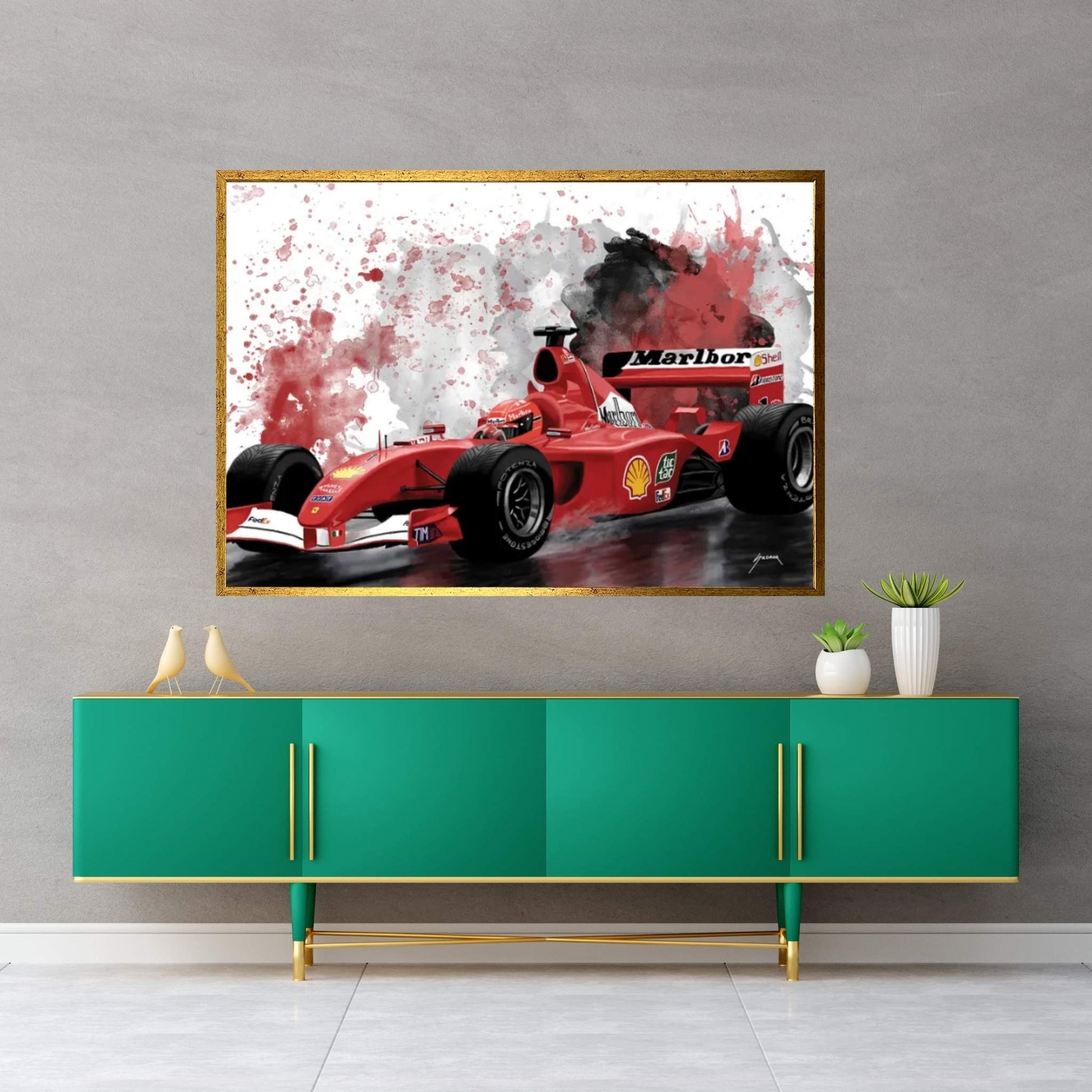 Schumacher's Racecar Canvas Wall Art - Y Canvas